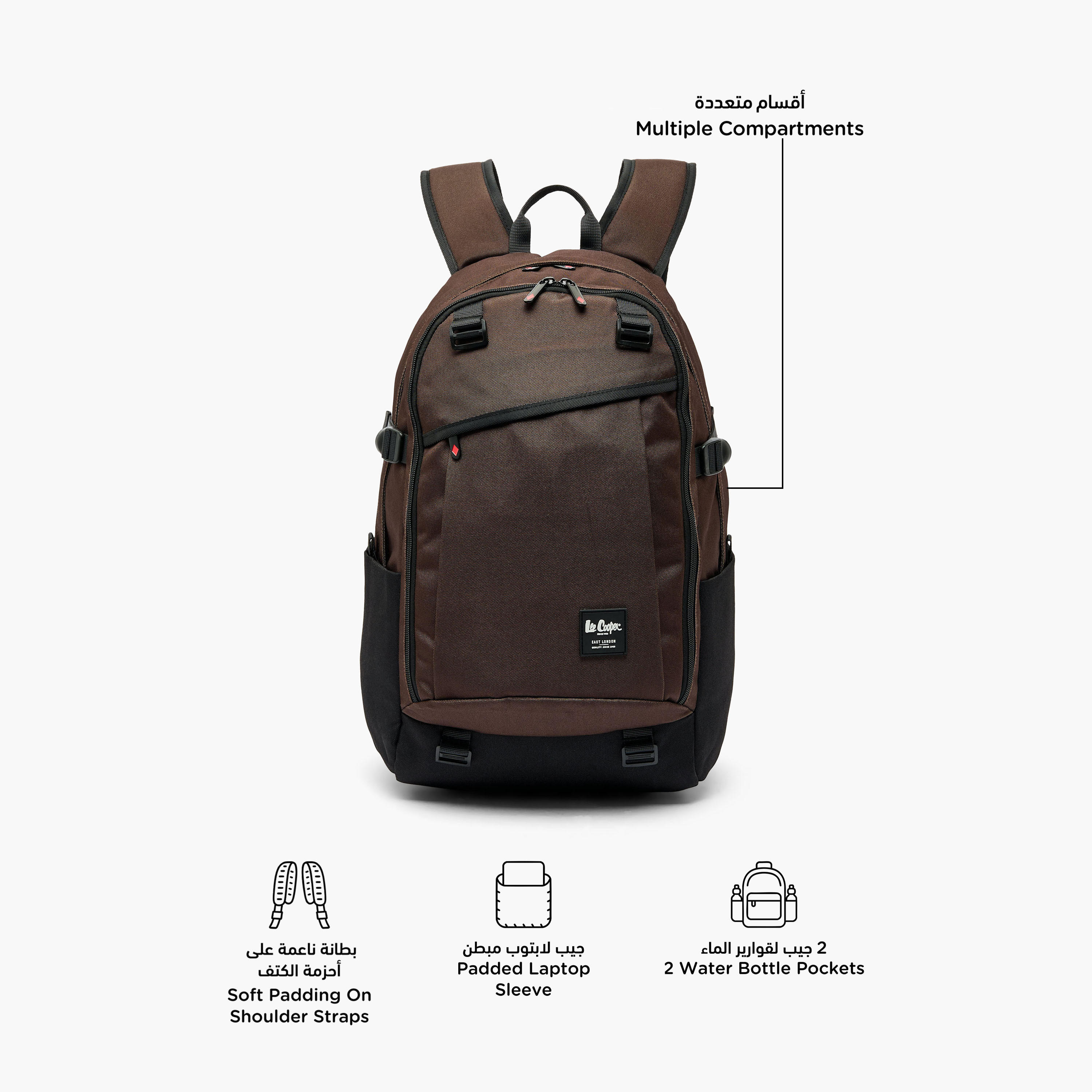 Lee Cooper Solid School Backpack for Kids 13 Years+ with Padded Shoulder Straps-boys-accessories-bagsandbackpacks-image-2