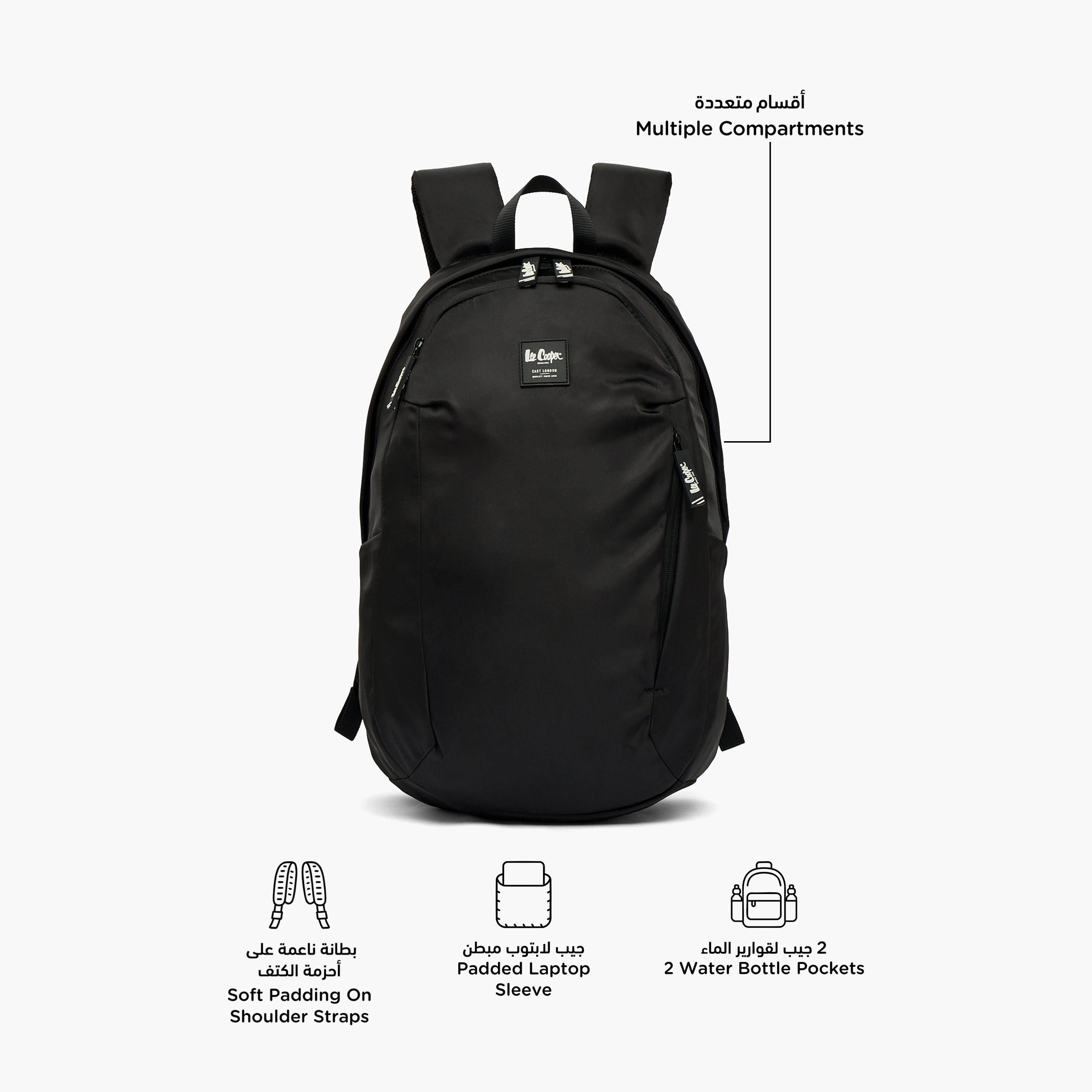 Lee Cooper Solid Backpack for Kids 13 Years+ with Padded Shoulder Straps-boys-accessories-bagsandbackpacks-image-2