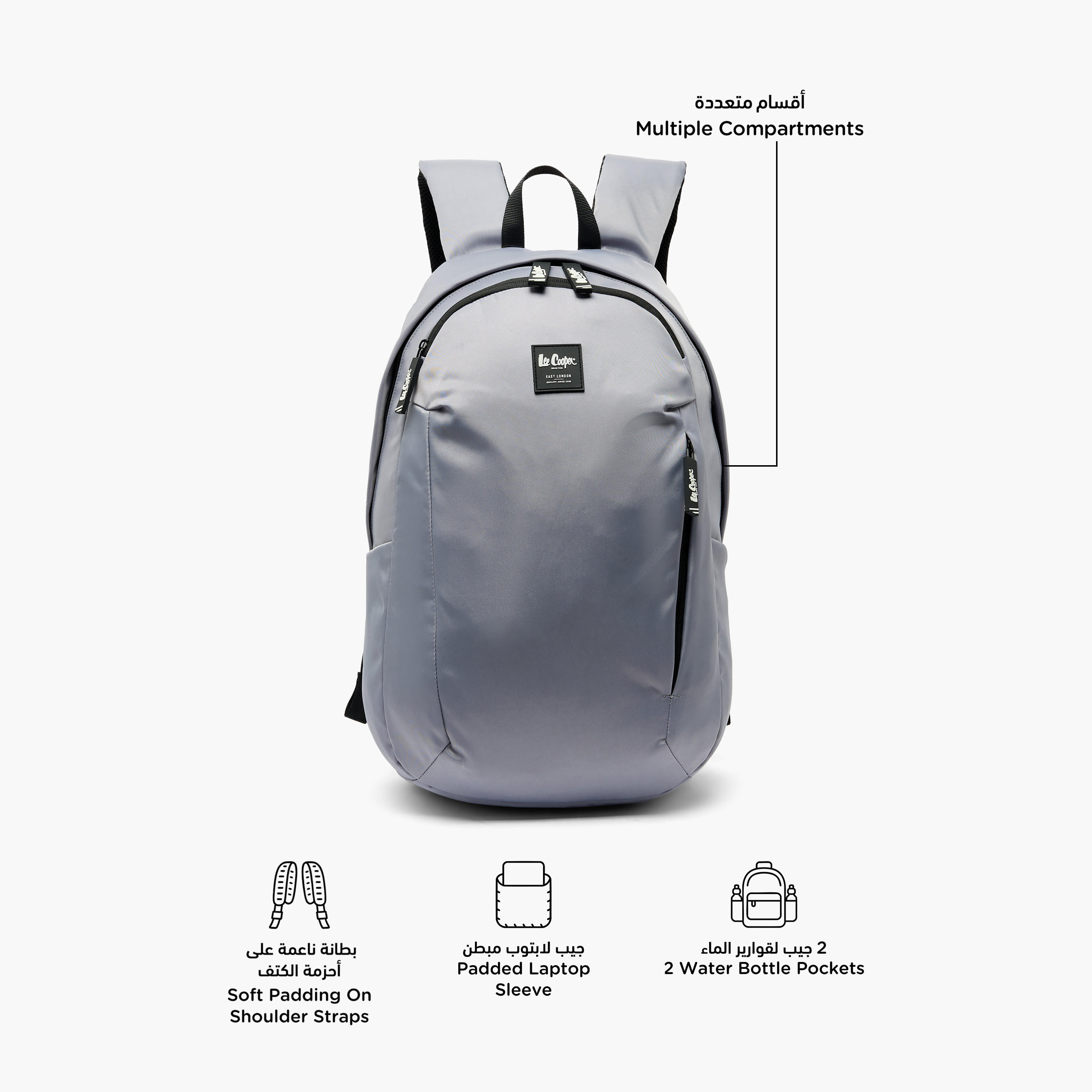 Lee Cooper Solid Backpack for Kids 13 Years+ with Padded Shoulder Straps-boys-accessories-bagsandbackpacks-image-2