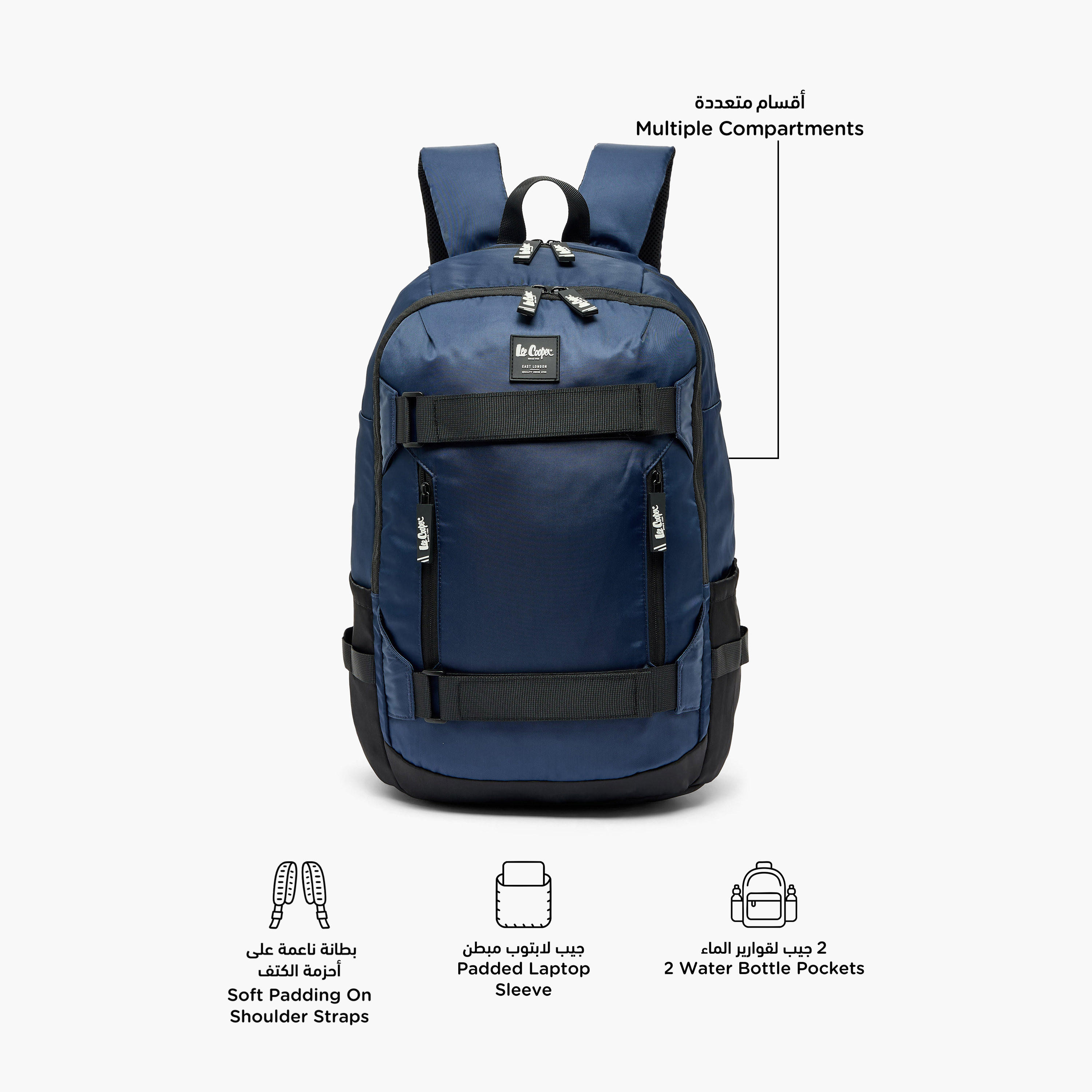 Lee Cooper Solid Backpack for Kids 13 Years+ with Padded Shoulder Straps-boys-accessories-bagsandbackpacks-image-2