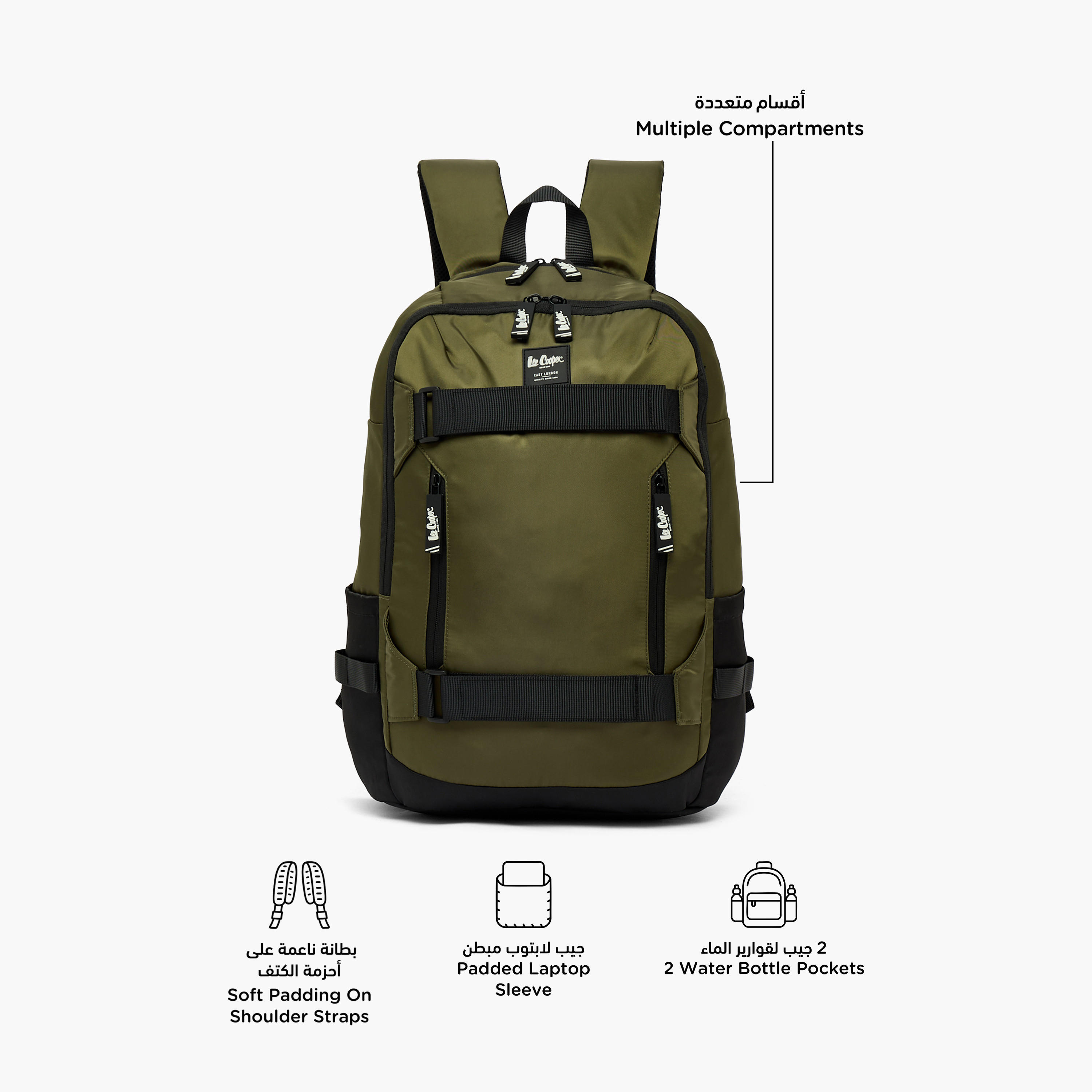 Lee Cooper Solid Backpack for Kids 13 Years+ with Padded Shoulder Straps-boys-accessories-bagsandbackpacks-image-2