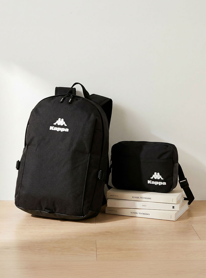 Kappa Logo Print School Backpack for Kids 13 Years+ with Adjustable Straps and Lunch Bag-school-bagsandbackpacks-backpacks-image-1