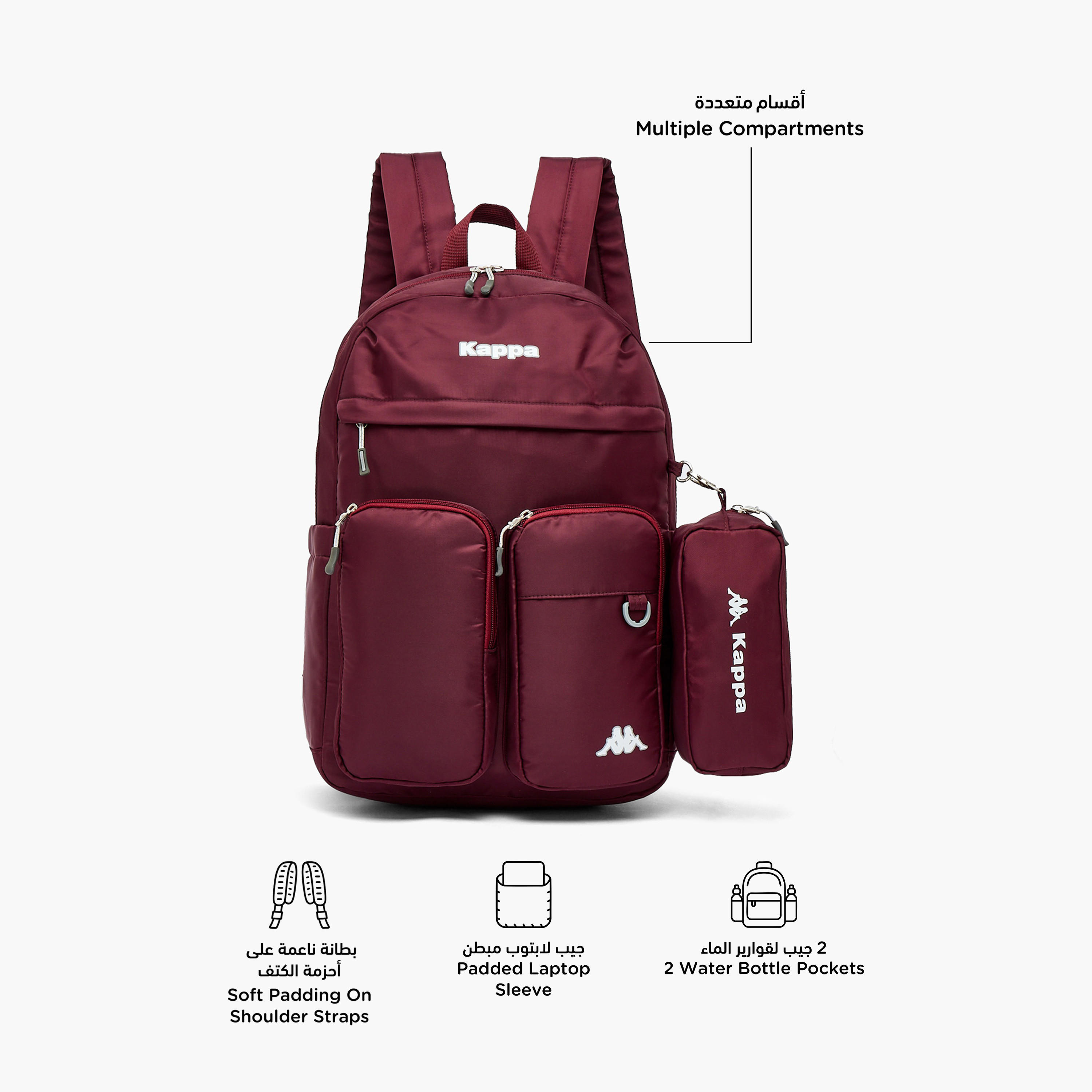 Kappa Logo 2-Piece School Backpack Set for Kids 13 Years+ with Pencil Pouch-school-bagsandbackpacks-backpacks-image-2