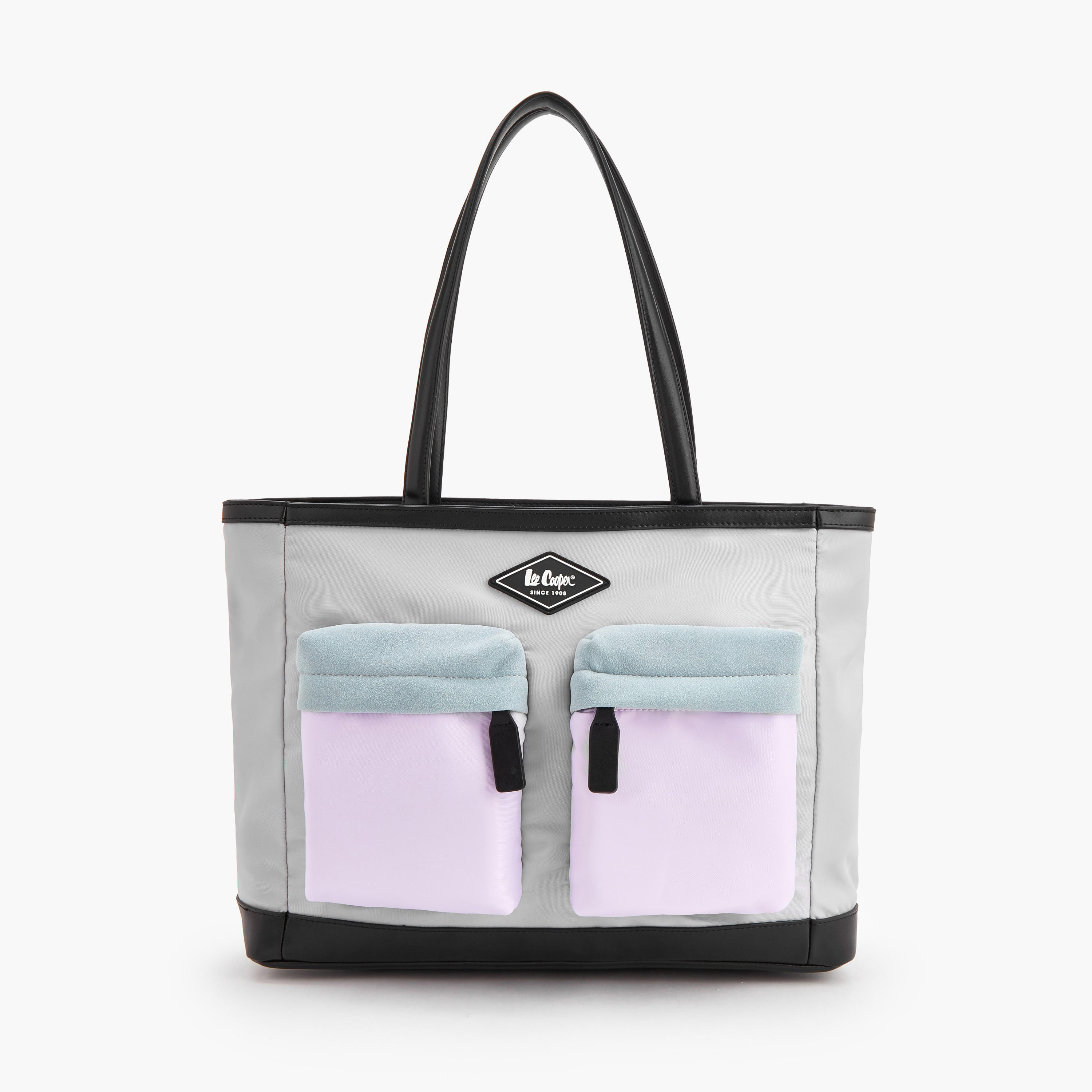 Lee Cooper Colourblock Tote Bag with Zip Closure-women-bagsandwallets-handbags-image-1
