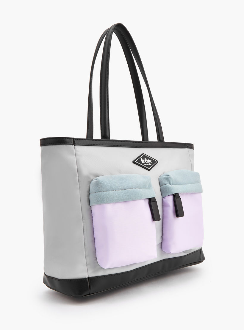 Lee Cooper Colourblock Tote Bag with Zip Closure-women-bagsandwallets-handbags-image-2