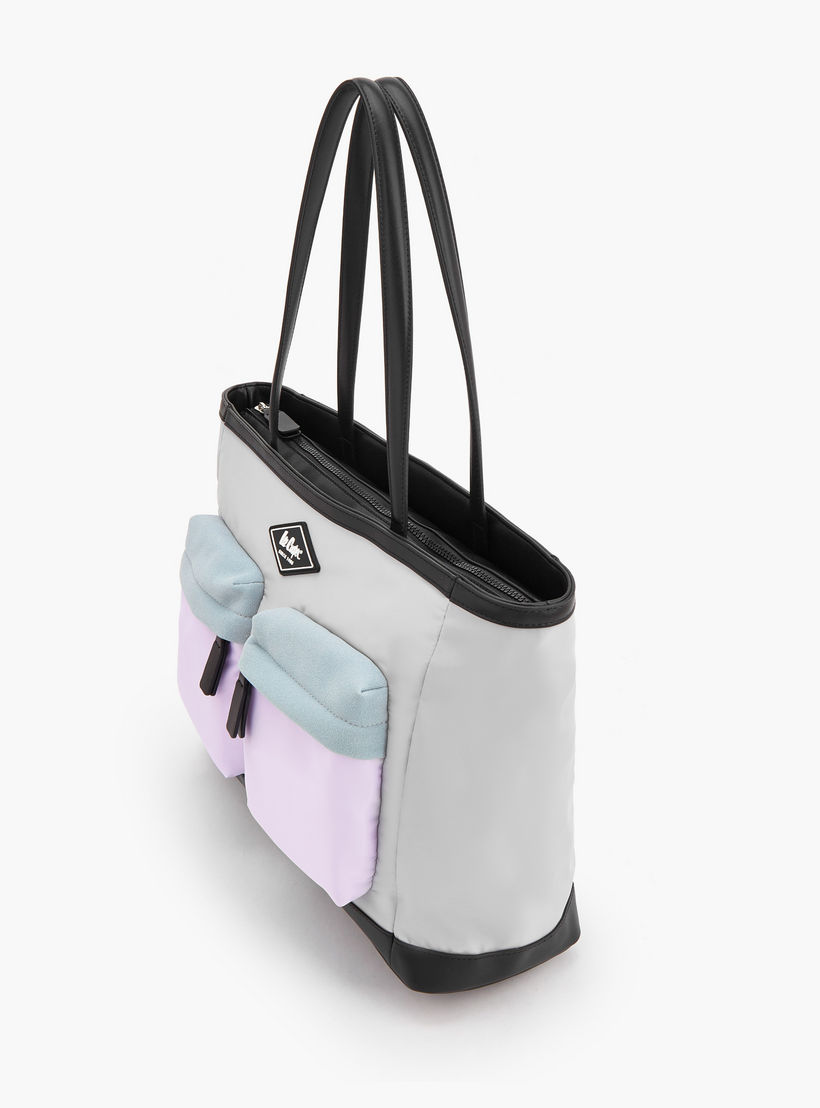 Lee Cooper Colourblock Tote Bag with Zip Closure-women-bagsandwallets-handbags-image-5