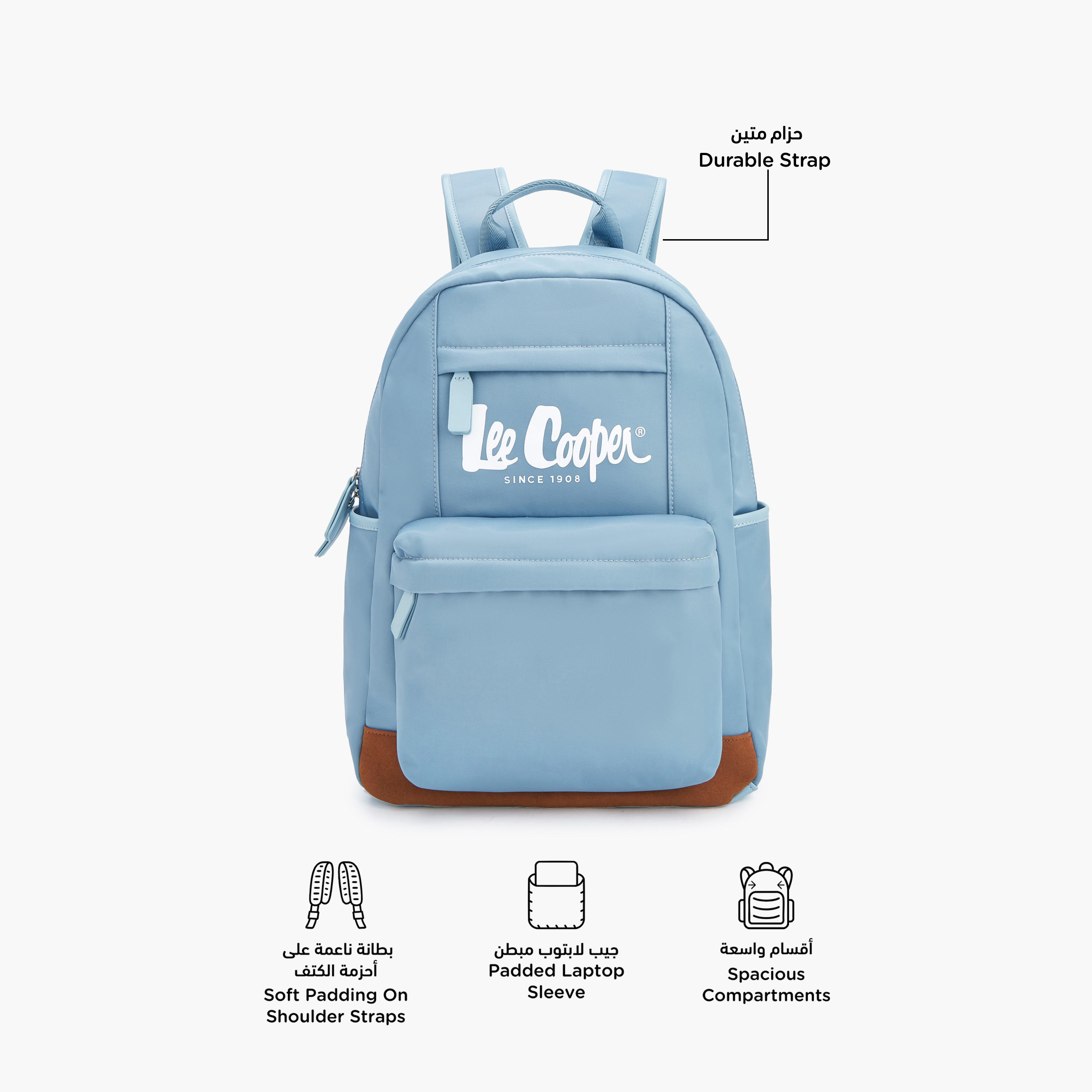 Lee Cooper Solid Backpack with Adjustable Shoulder Straps-women-bagsandwallets-backpacks-image-2