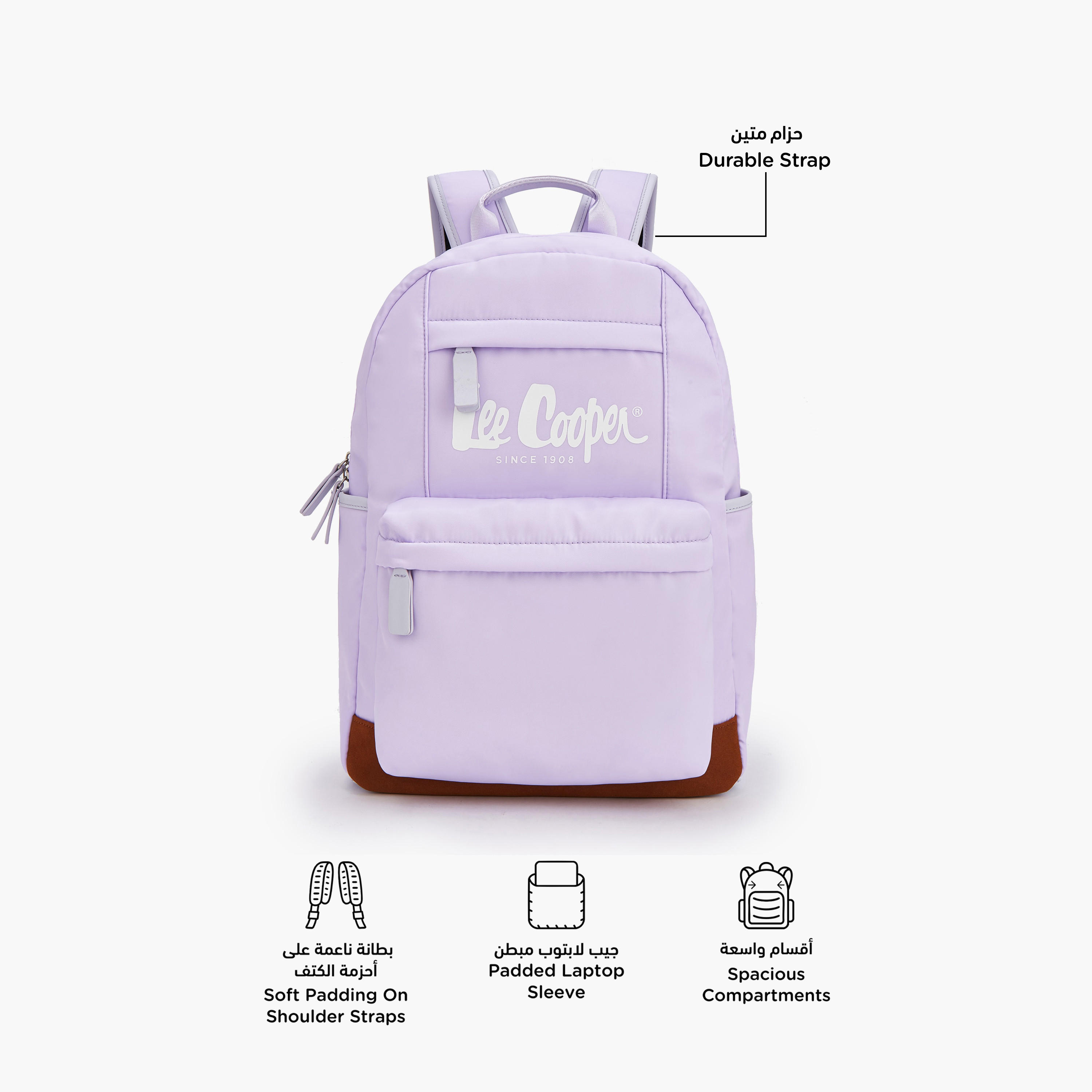 Lee Cooper Solid Backpack with Adjustable Shoulder Straps-women-bagsandwallets-backpacks-image-2