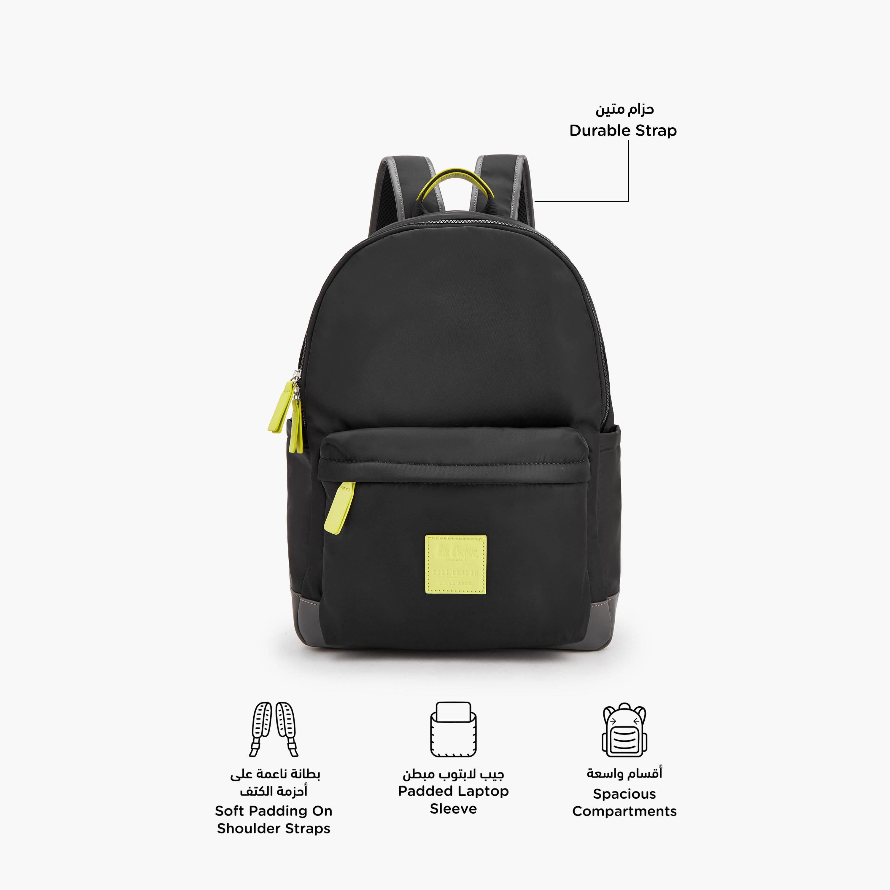 Lee Cooper Logo Applique Backpack with Zip Closure-school-bagsandbackpacks-backpacks-image-2