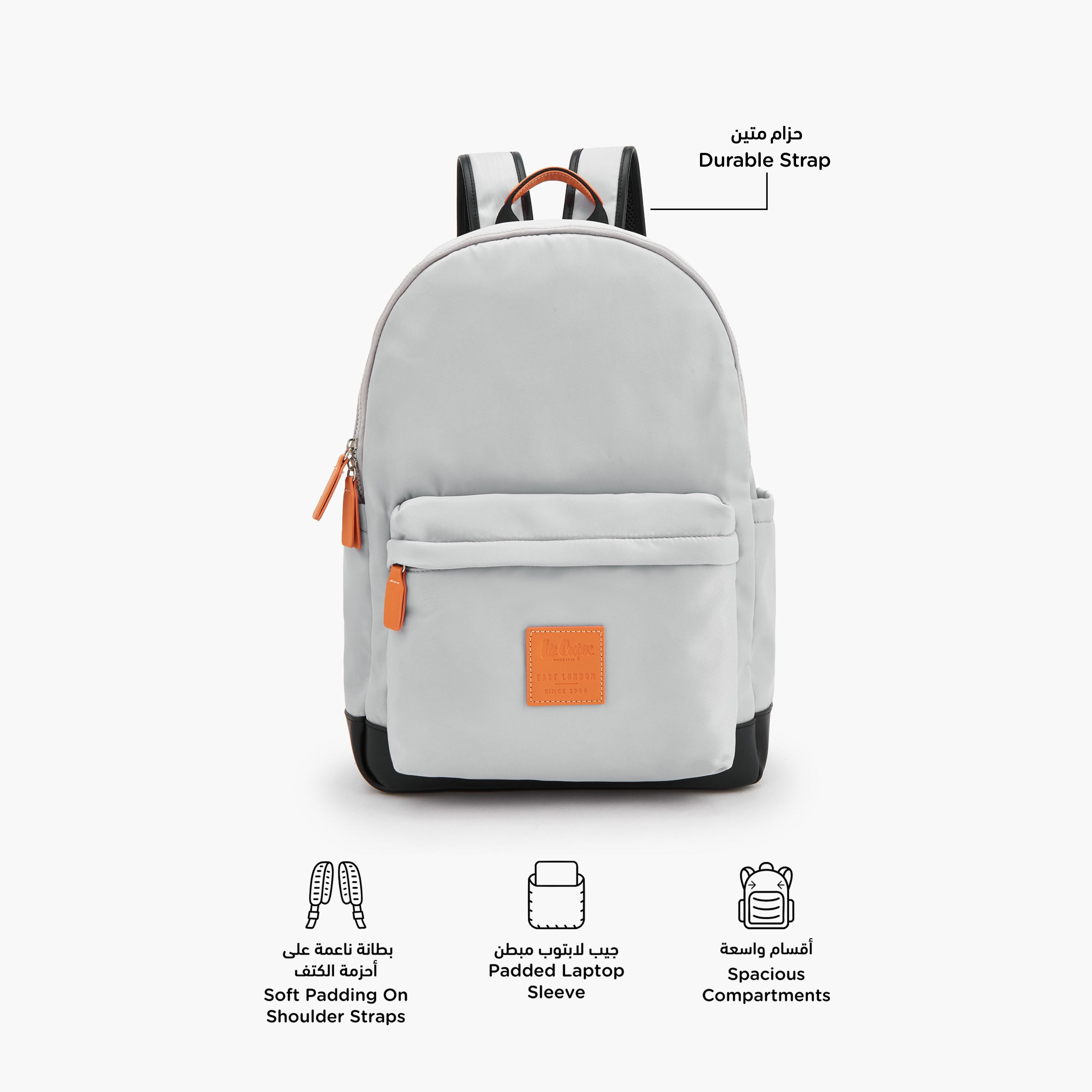 Lee Cooper Logo Applique Backpack with Zip Closure-school-bagsandbackpacks-backpacks-image-2