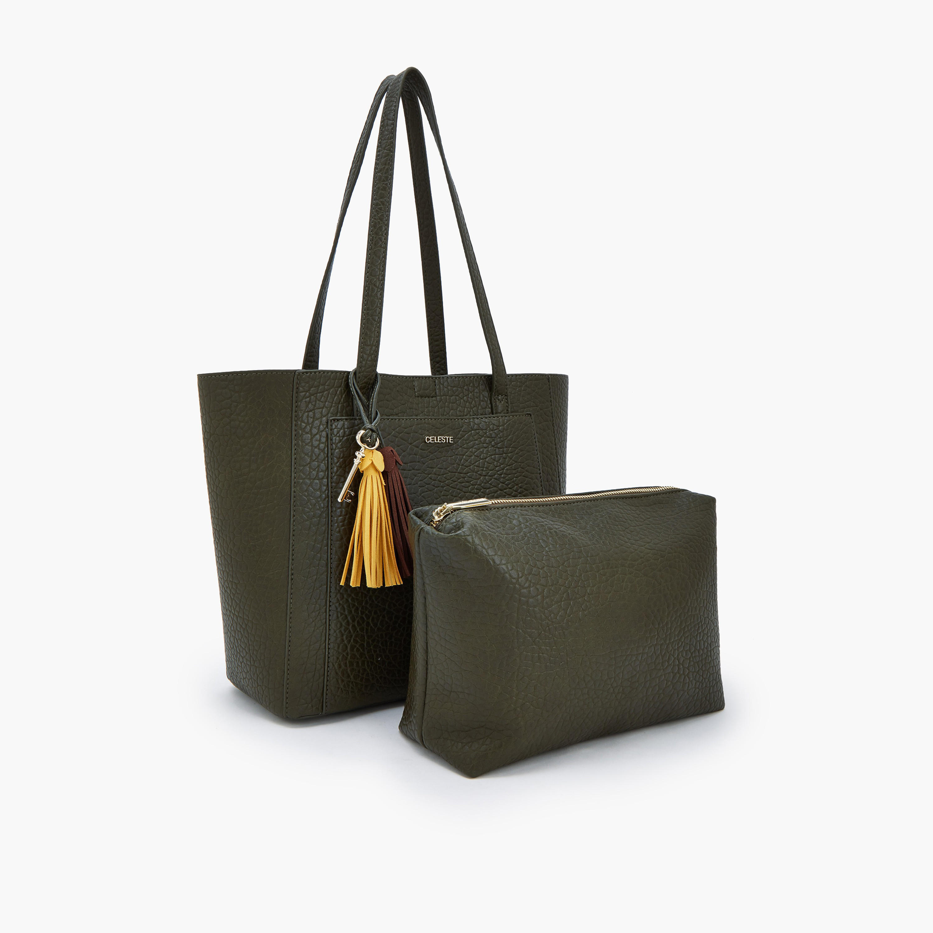 Celeste Textured Tote Bag with Pouch-women-bagsandwallets-handbags-image-3