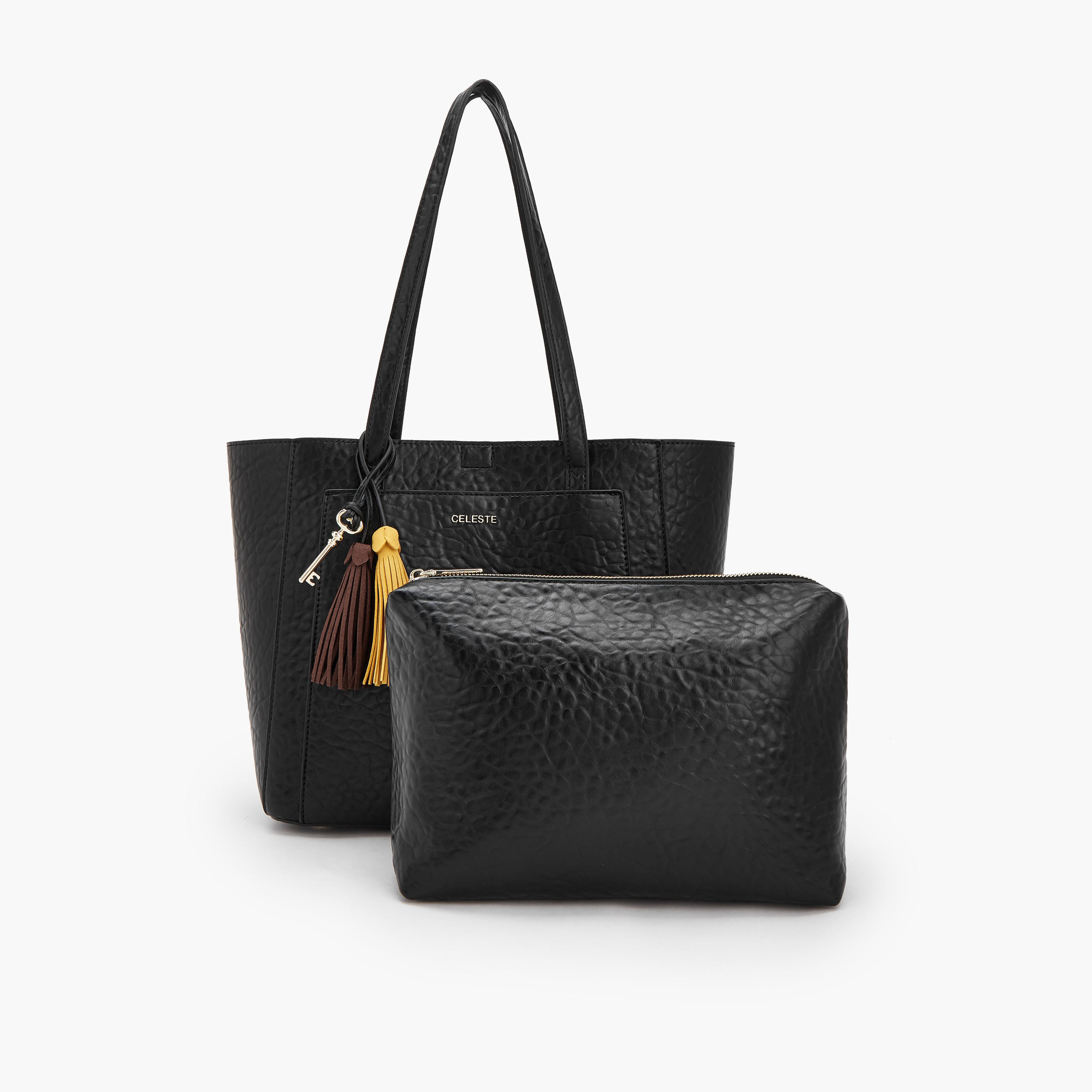 Celeste Textured Tote Bag with Pouch-women-bagsandwallets-handbags-image-1