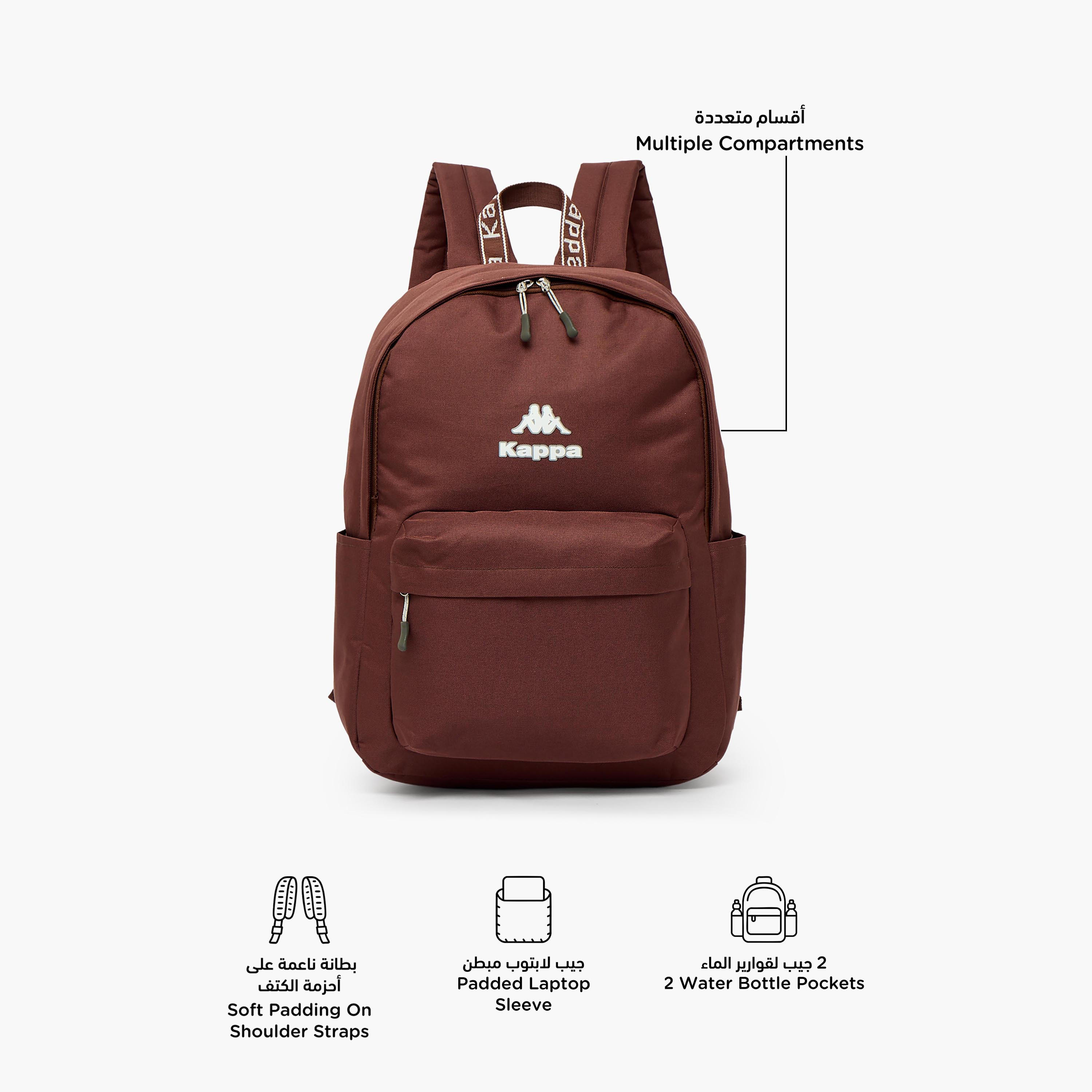 Kappa Logo Print Backpack for Kids 8-13 Years with Adjustable Straps-boys-accessories-bagsandbackpacks-image-2