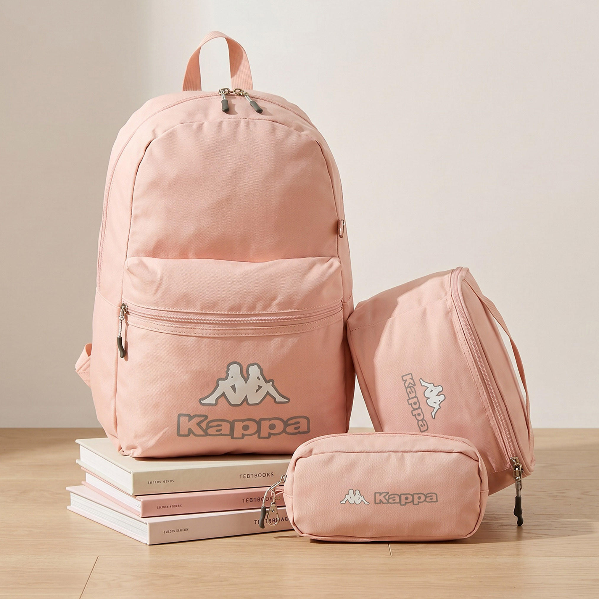 Kappa Logo Print 3-Piece School Backpack Set for Kids 8-13 Years with Pencil Pouch and Lunch Bag-school-bagsandbackpacks-backpacks-image-1