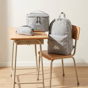 Kappa Logo Print 3-Piece School Backpack Set for Kids 8-13 Years with Pencil Pouch and Lunch Bag-school-image-1