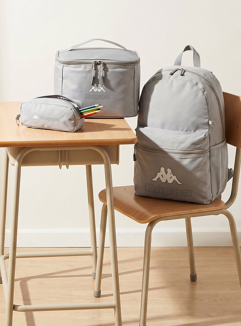 Kappa Logo Print 3-Piece School Backpack Set for Kids 8-13 Years with Pencil Pouch and Lunch Bag-school-bagsandbackpacks-backpacks-image-1