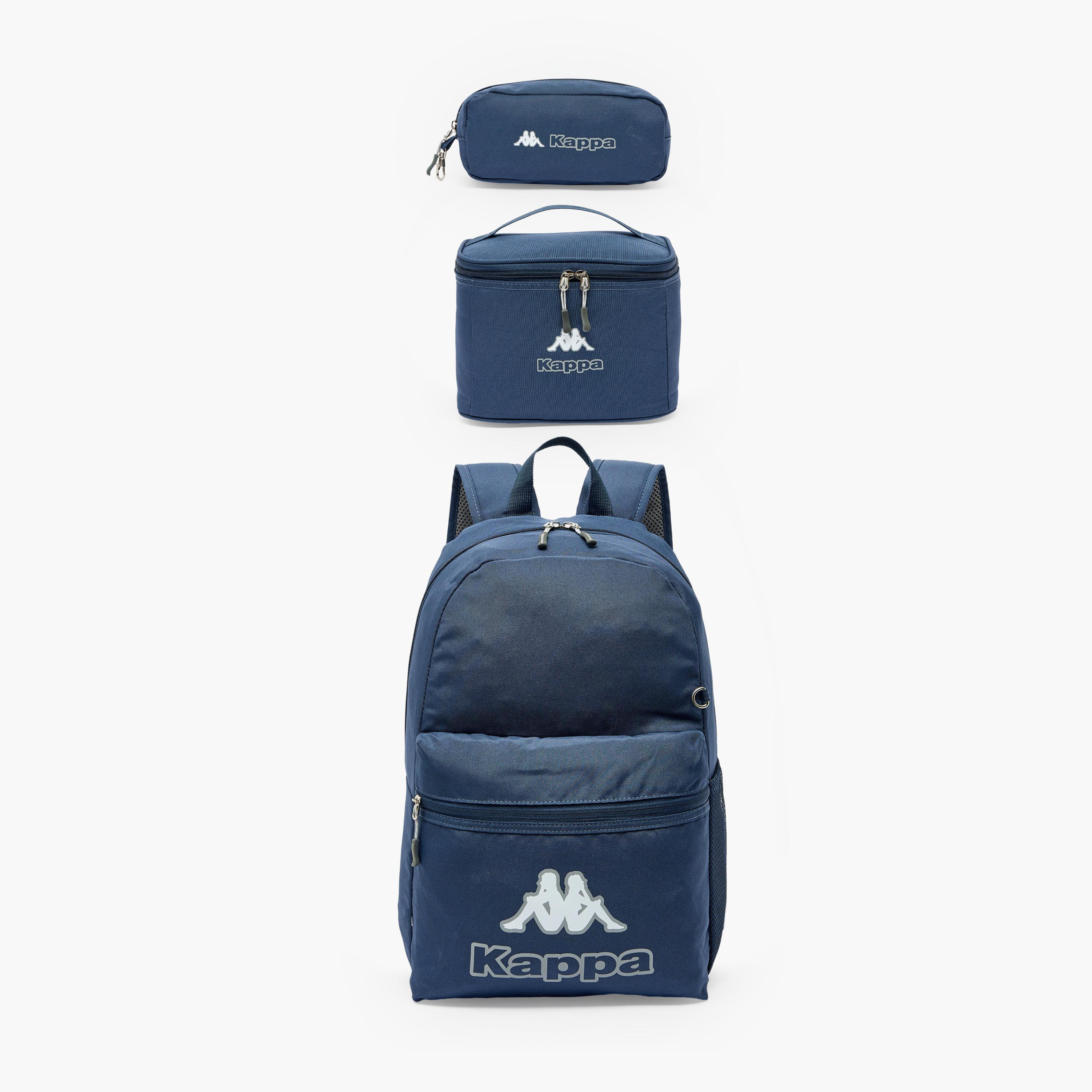 Kappa Logo Print 3-Piece School Backpack Set for Kids 8-13 Years with Pencil Pouch and Lunch Bag-school-bagsandbackpacks-backpacks-image-2