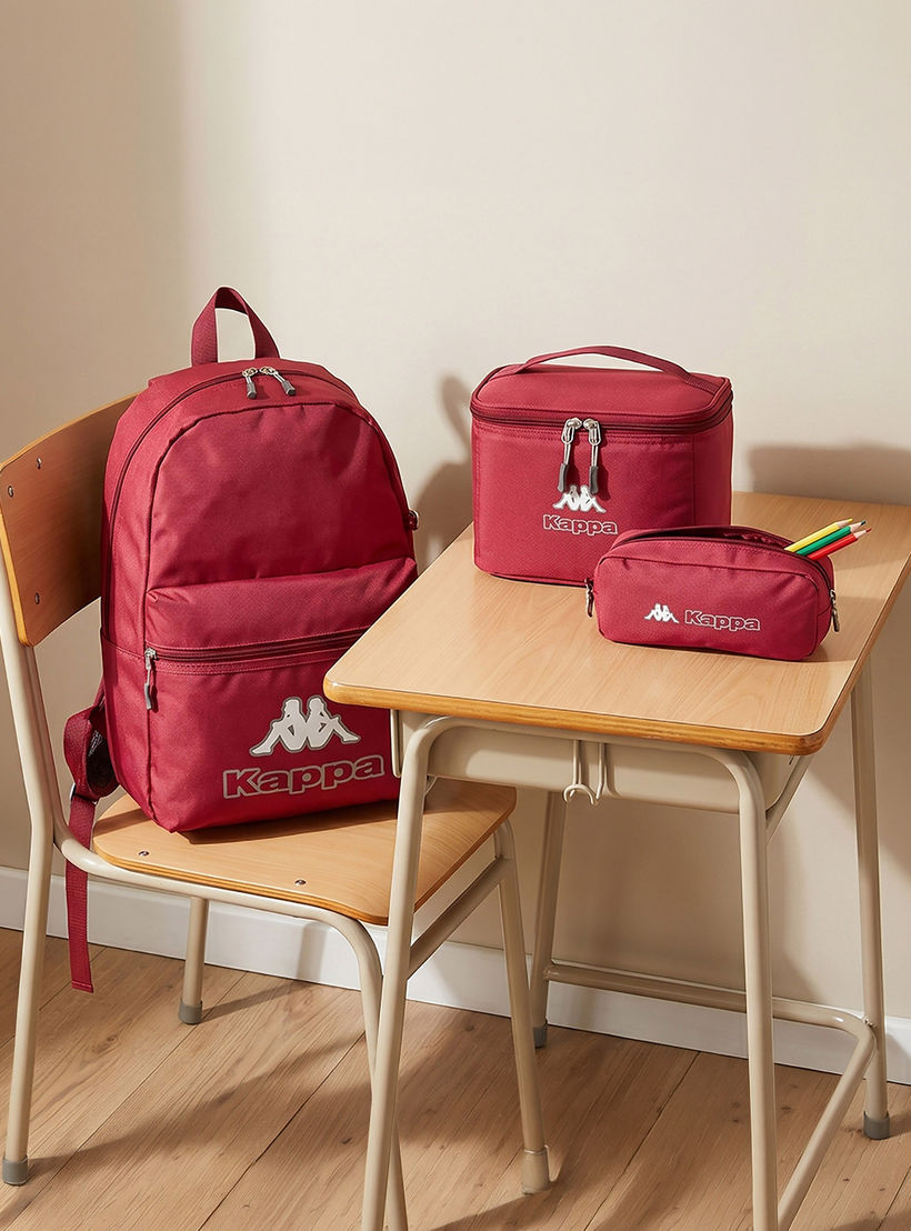 Kappa Logo Print 3-Piece School Backpack Set for Kids 8-13 Years with Pencil Pouch and Lunch Bag-school-bagsandbackpacks-backpacks-image-1