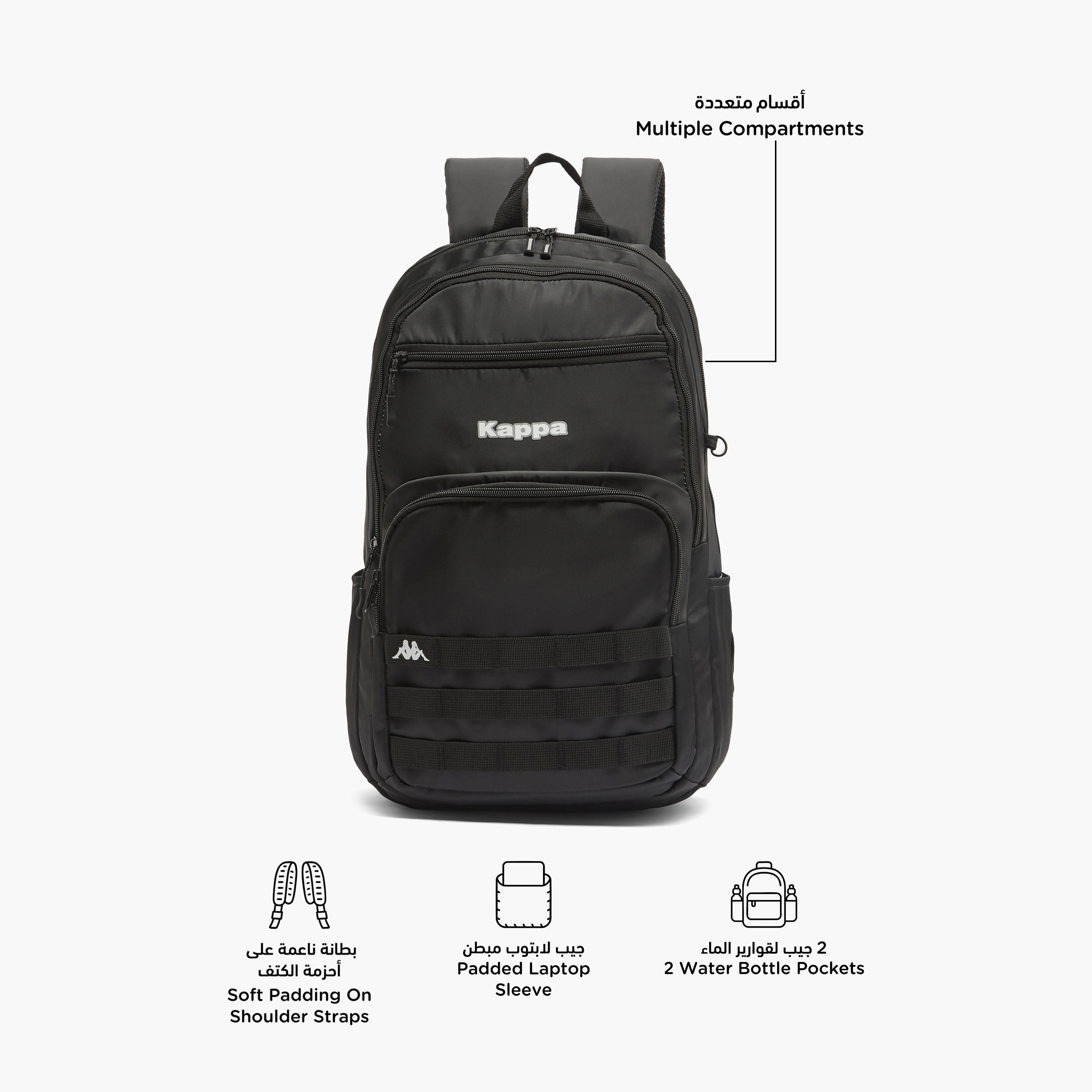 Kappa Logo Print 2-Piece School Backpack Set for Kids 13 Years+ with Detachable Pouch - 19 inches-school-bagsandbackpacks-backpacks-image-2