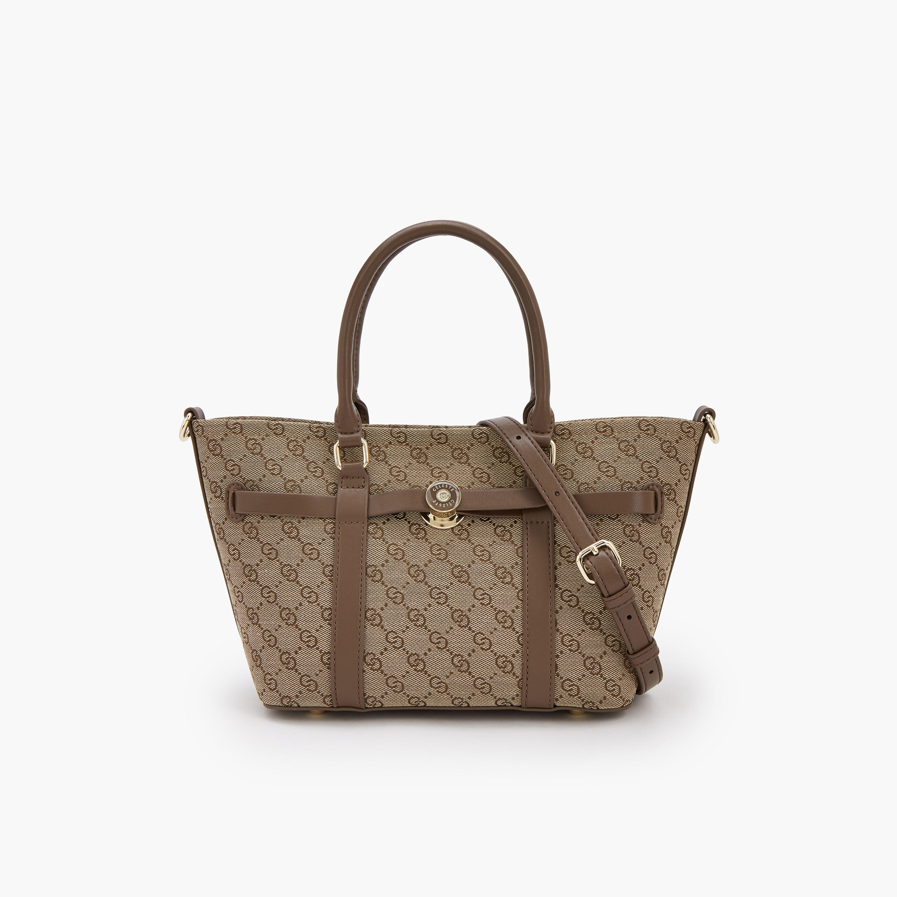 Celeste Monogram Print Tote Bag with Pouch-women-bagsandwallets-handbags-image-4