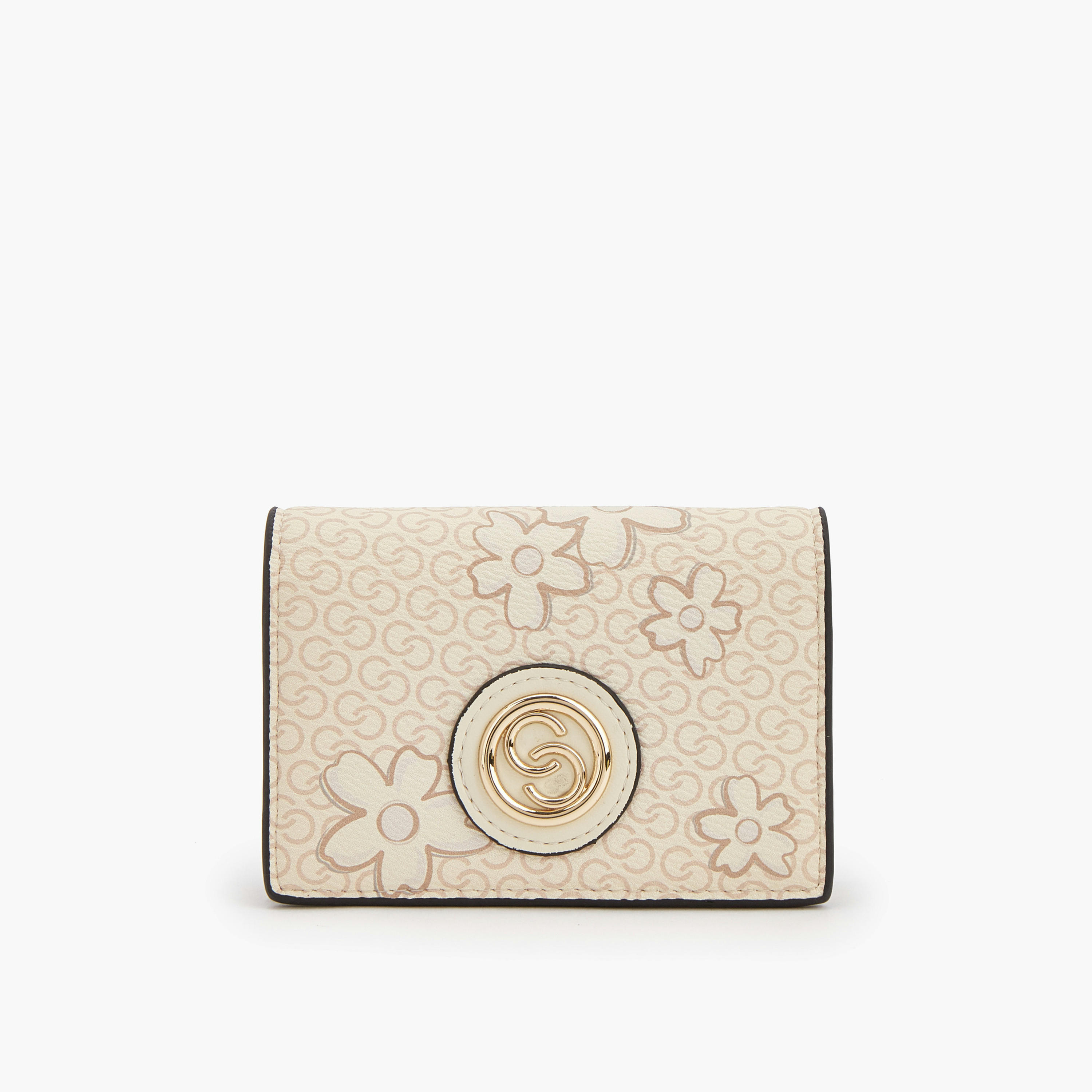 Celeste Monogram Print Wallet with Button Closure-women-bagsandwallets-wallets-image-1