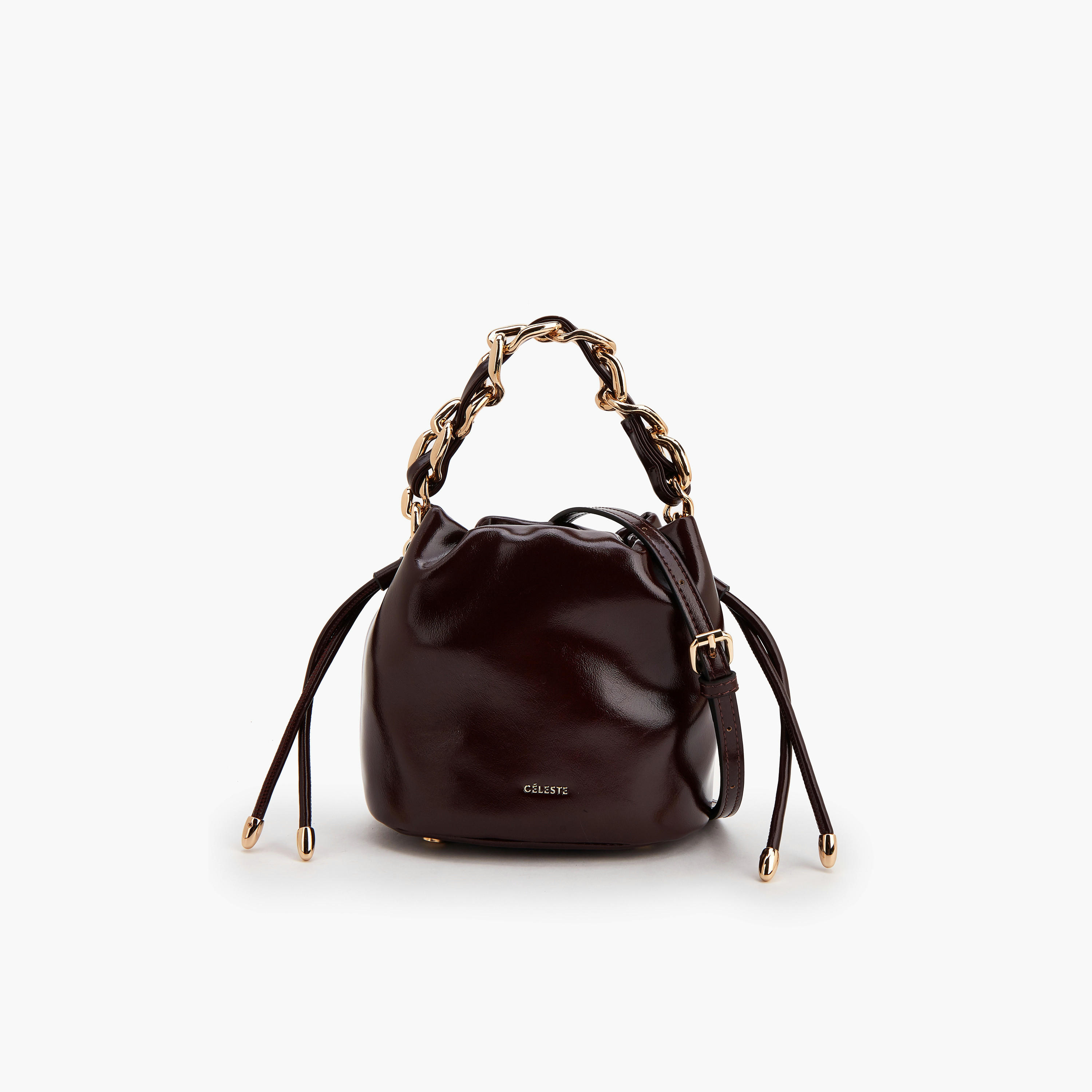 Celeste Drawstring Bucket Bag with Chain Handle-women-bagsandwallets-handbags-image-1