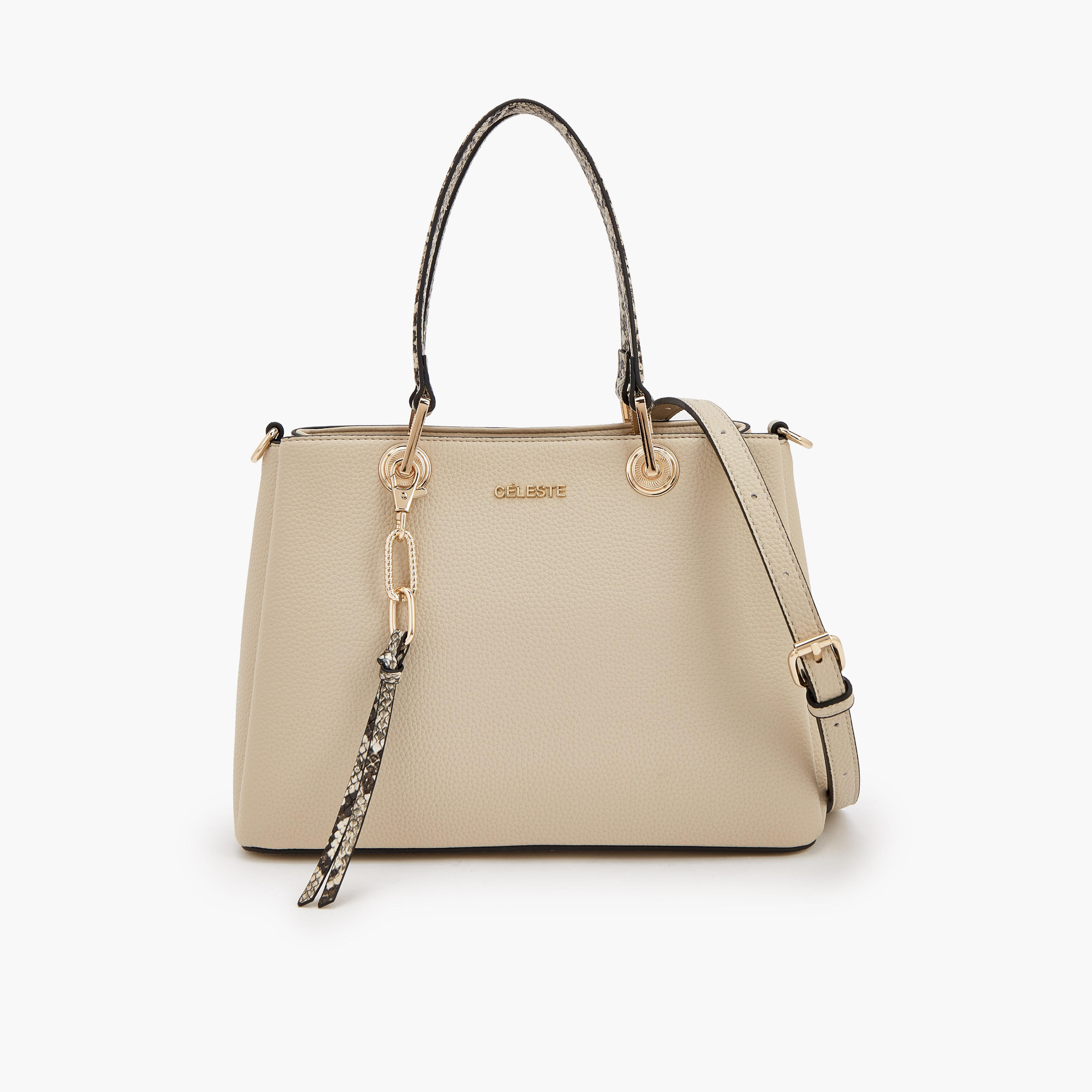 Celeste Solid Tote Bag with Detachable Strap and Zip Closure-women-bagsandwallets-handbags-image-1