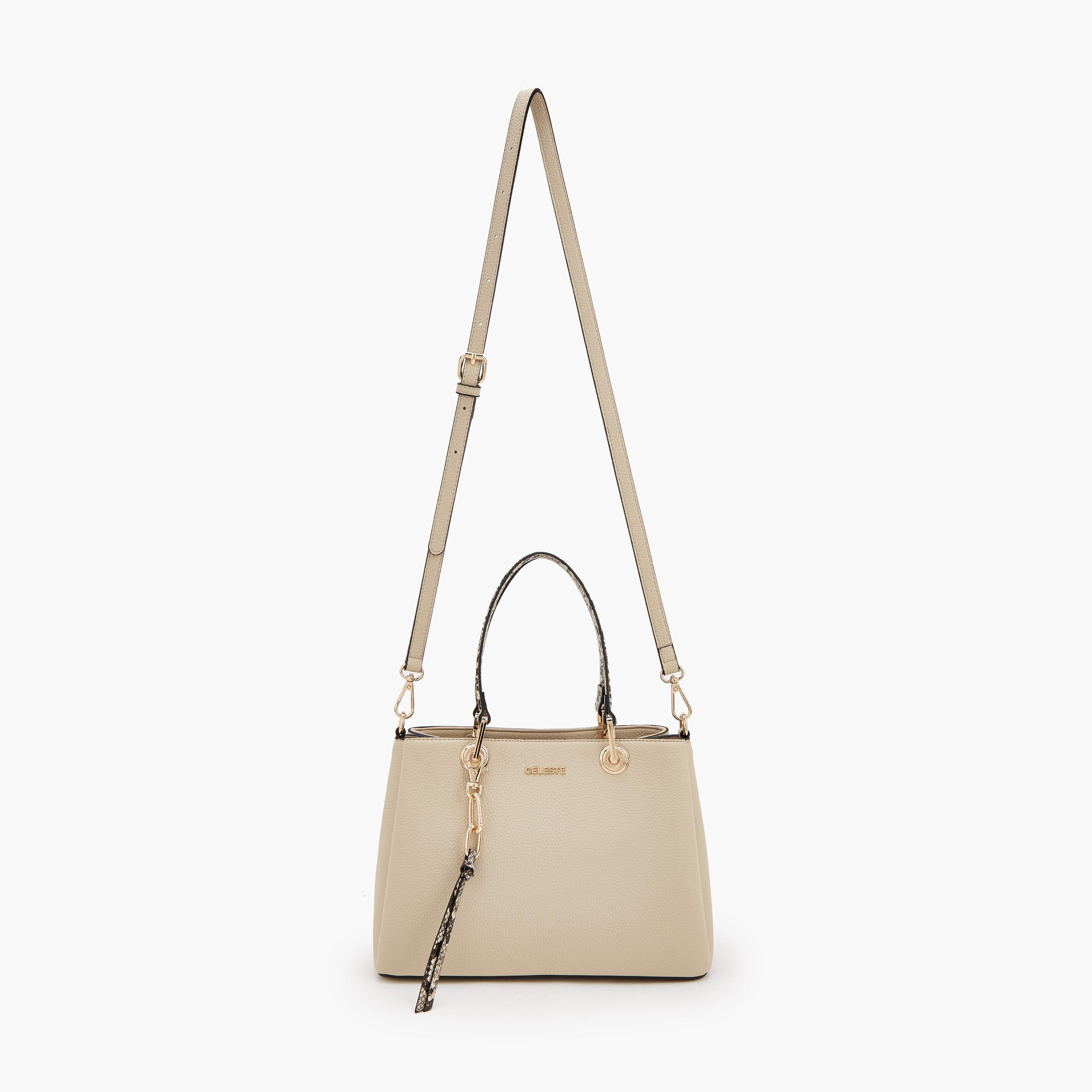 Celeste Solid Tote Bag with Detachable Strap and Zip Closure-women-bagsandwallets-handbags-image-2