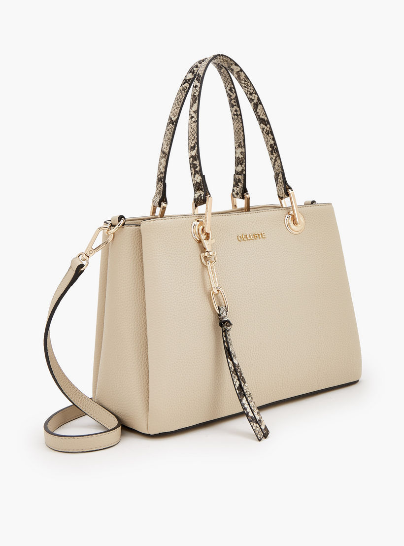 Celeste Solid Tote Bag with Detachable Strap and Zip Closure-women-bagsandwallets-handbags-image-3