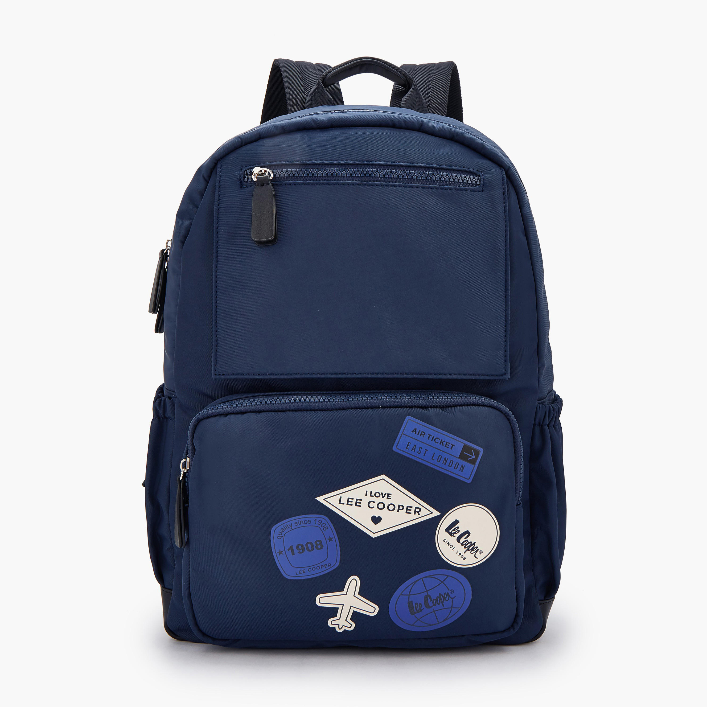 Lee Cooper Logo Print Backpack with Padded Straps-women-bagsandwallets-backpacks-image-1