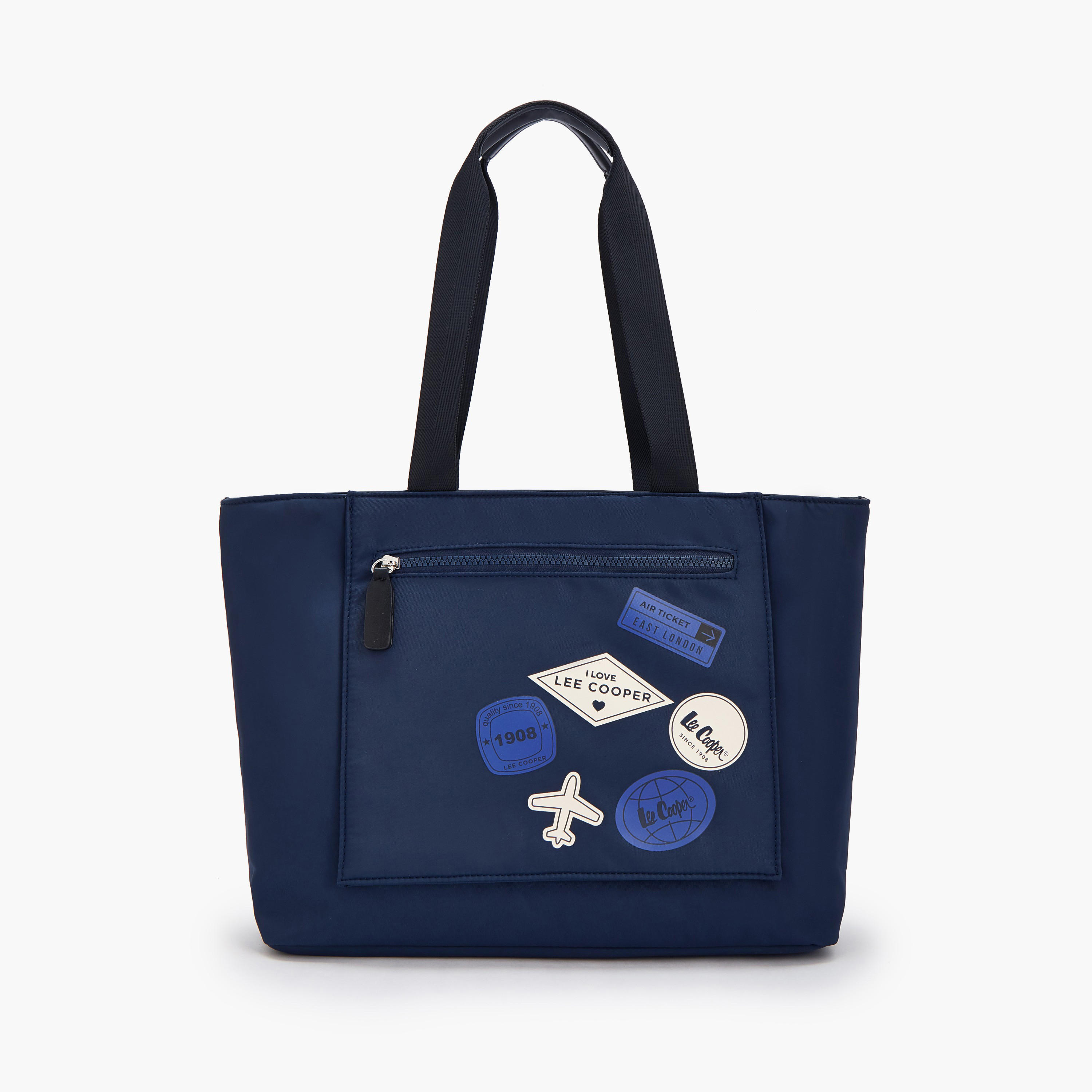 Lee Cooper Printed Tote Bag with Zip Pocket-women-bagsandwallets-handbags-image-1