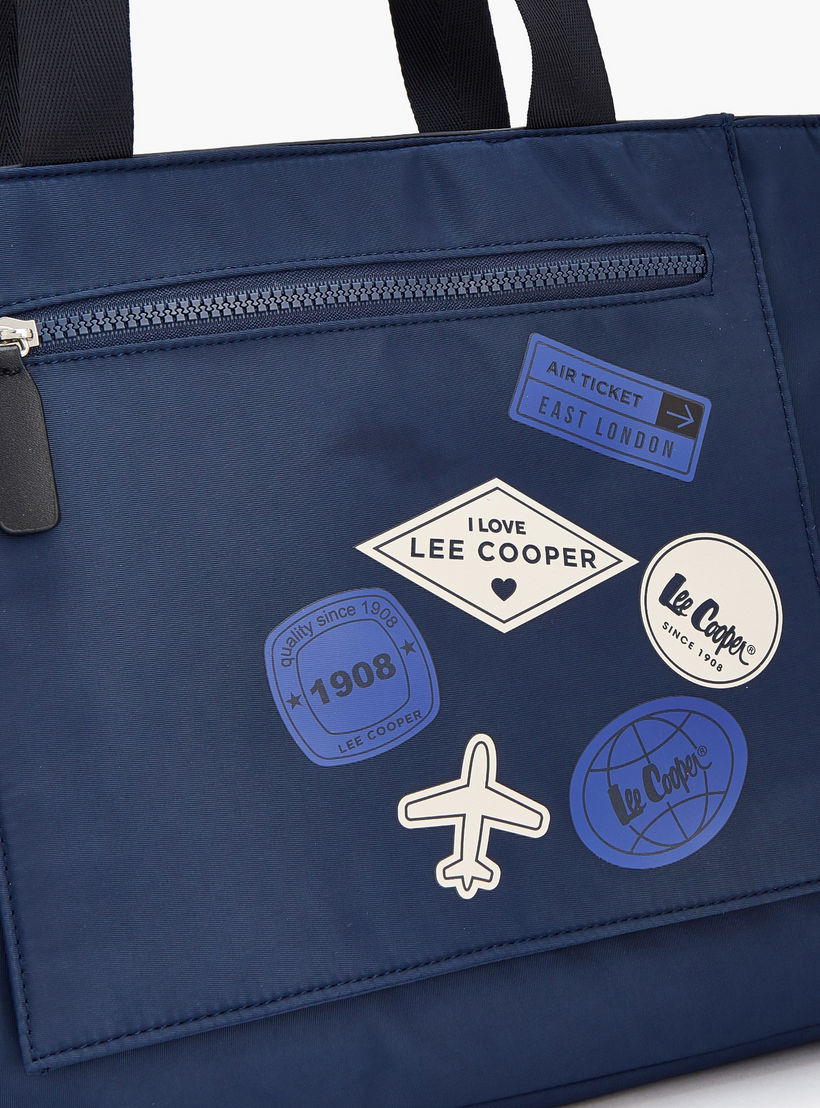 Lee Cooper Printed Tote Bag with Zip Pocket-women-bagsandwallets-handbags-image-4
