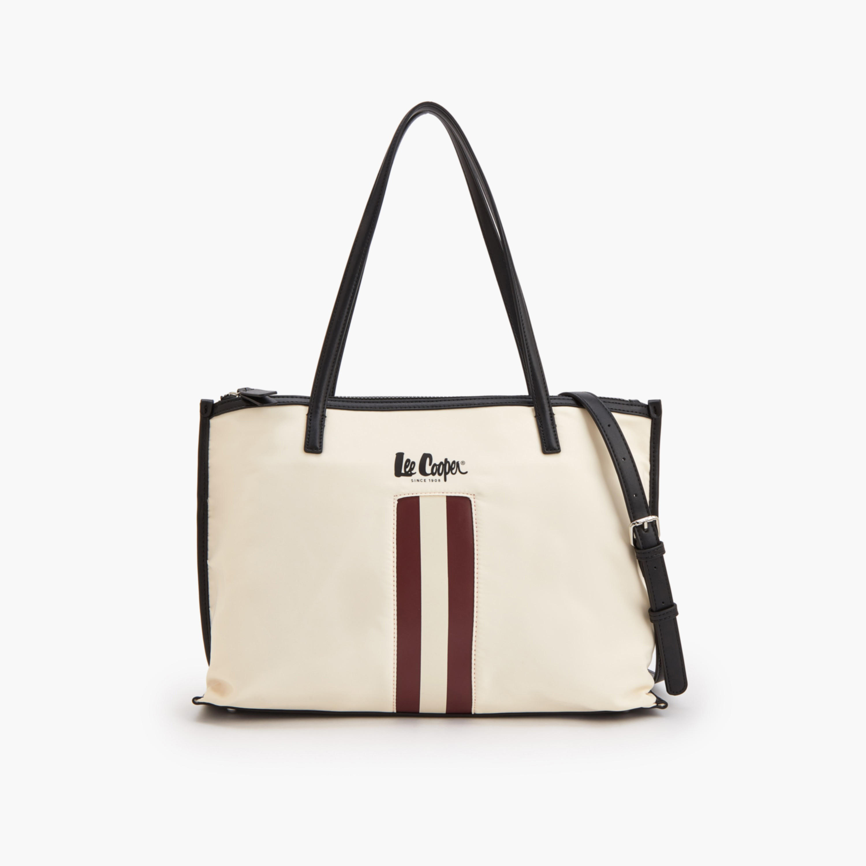 Lee Cooper Logo Print Tote Bag with Double Handle-women-bagsandwallets-handbags-image-1