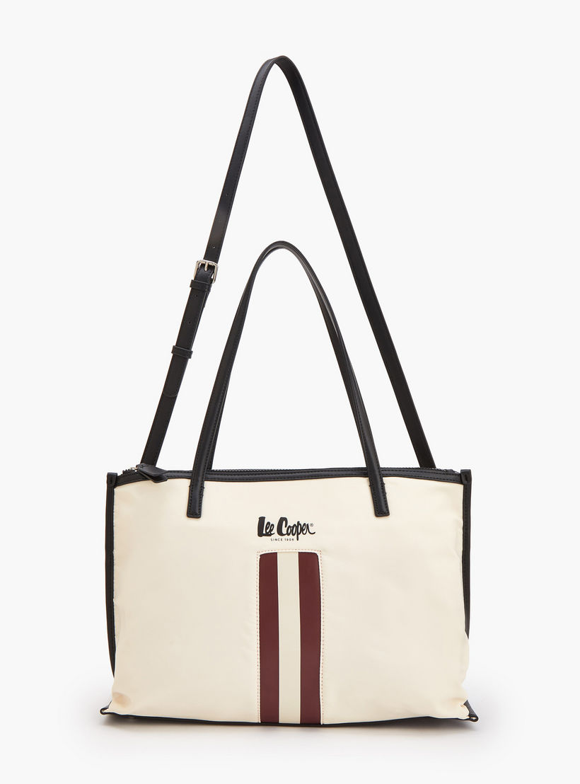 Lee Cooper Logo Print Tote Bag with Double Handle-women-bagsandwallets-handbags-image-2