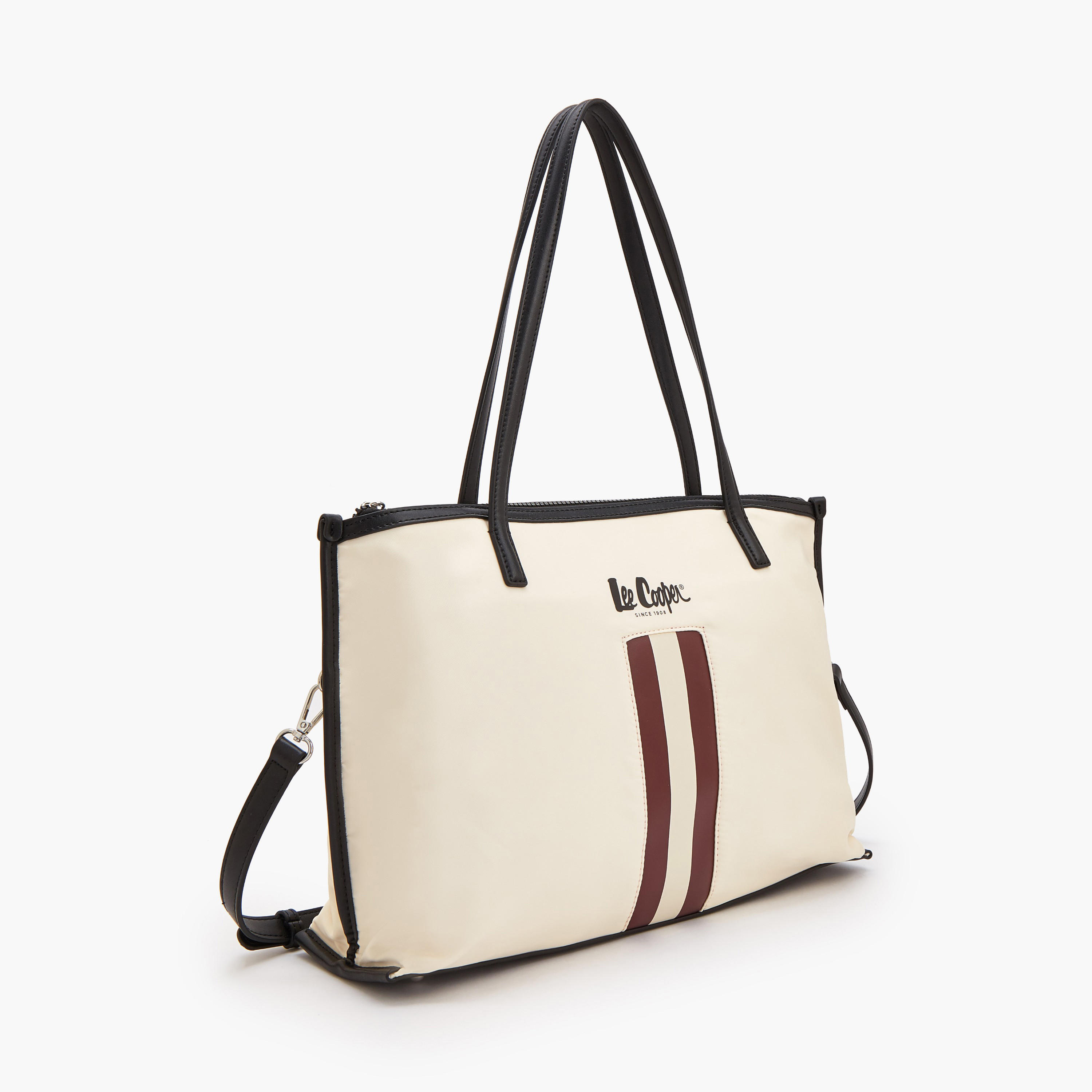 Lee Cooper Logo Print Tote Bag with Double Handle-women-bagsandwallets-handbags-image-4