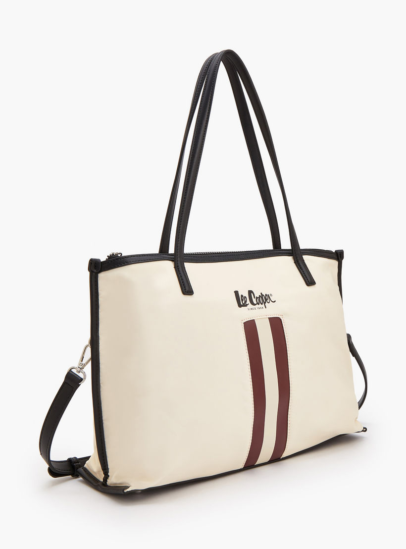 Lee Cooper Logo Print Tote Bag with Double Handle-women-bagsandwallets-handbags-image-4