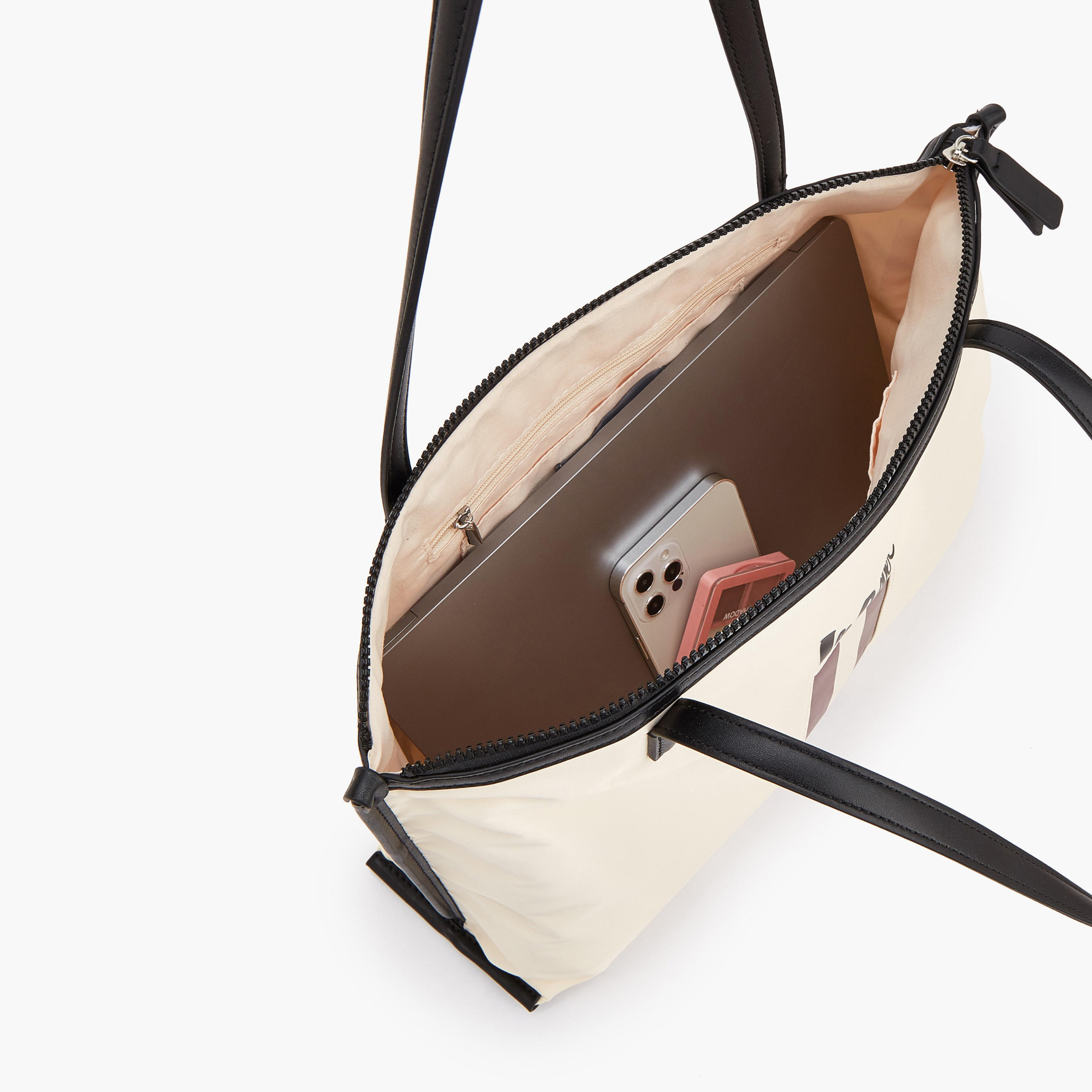 Lee Cooper Logo Print Tote Bag with Double Handle-women-bagsandwallets-handbags-image-7