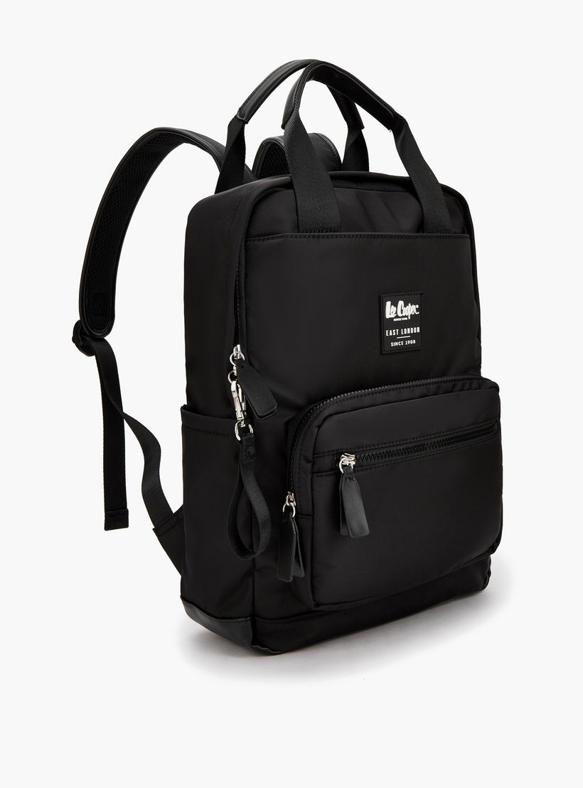 Lee Cooper Solid Backpack with Zip Closure and Adjustable Strap - 34x12x40 cm-women-bagsandwallets-backpacks-image-3
