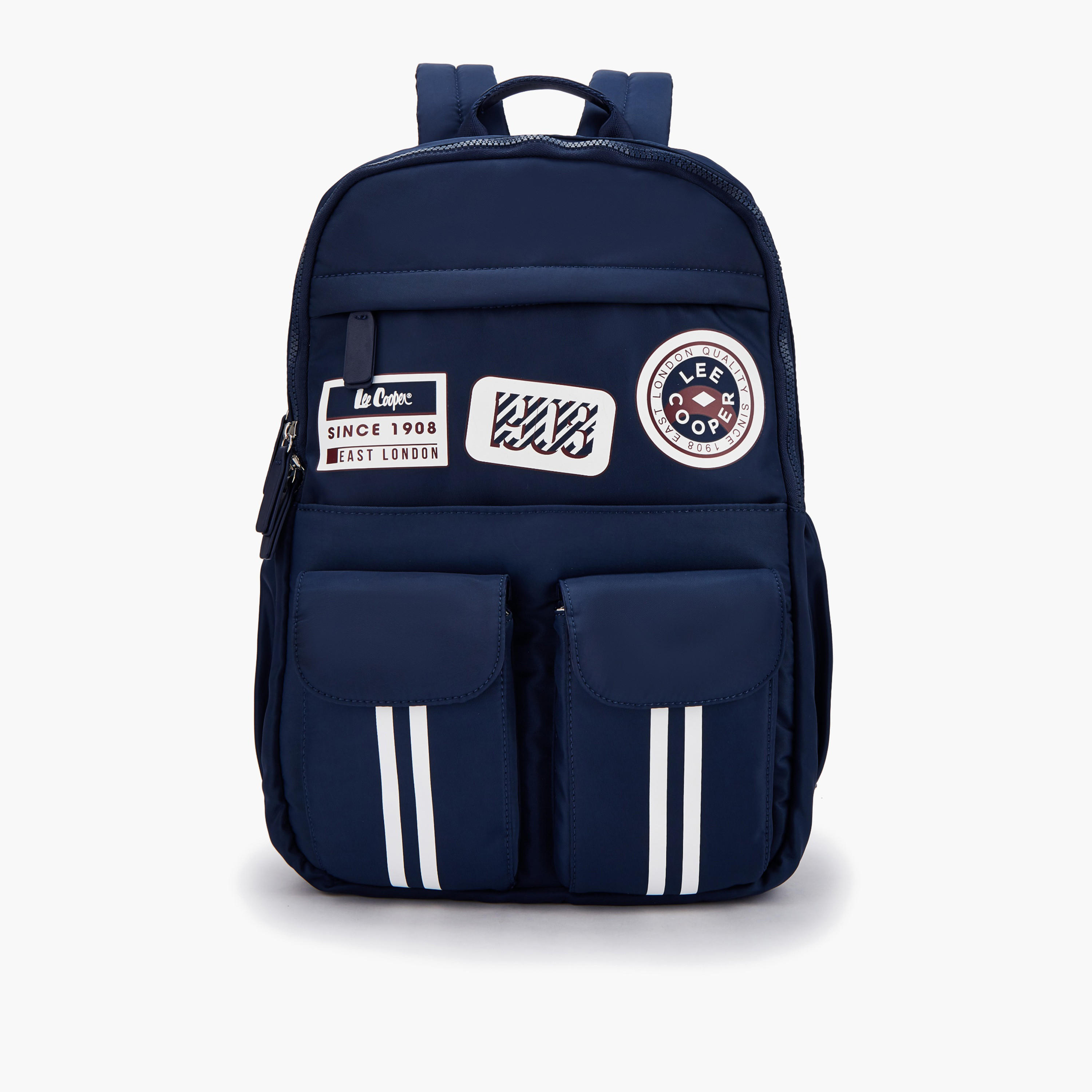 Lee Cooper Logo Print Backpack with Padded Shoulder Straps-women-bagsandwallets-backpacks-image-1