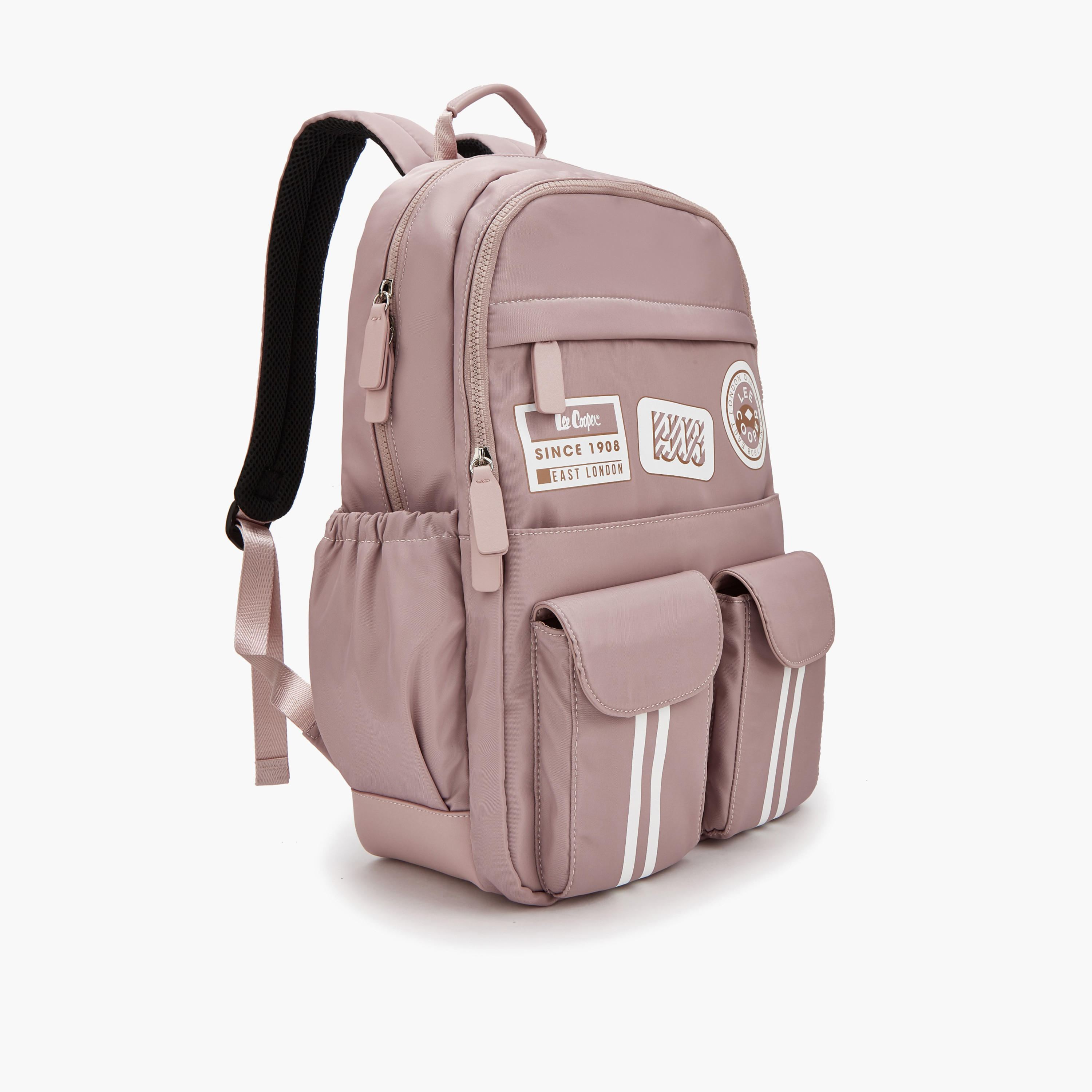 Lee Cooper Logo Print Backpack with Padded Shoulder Straps-women-bagsandwallets-backpacks-image-3