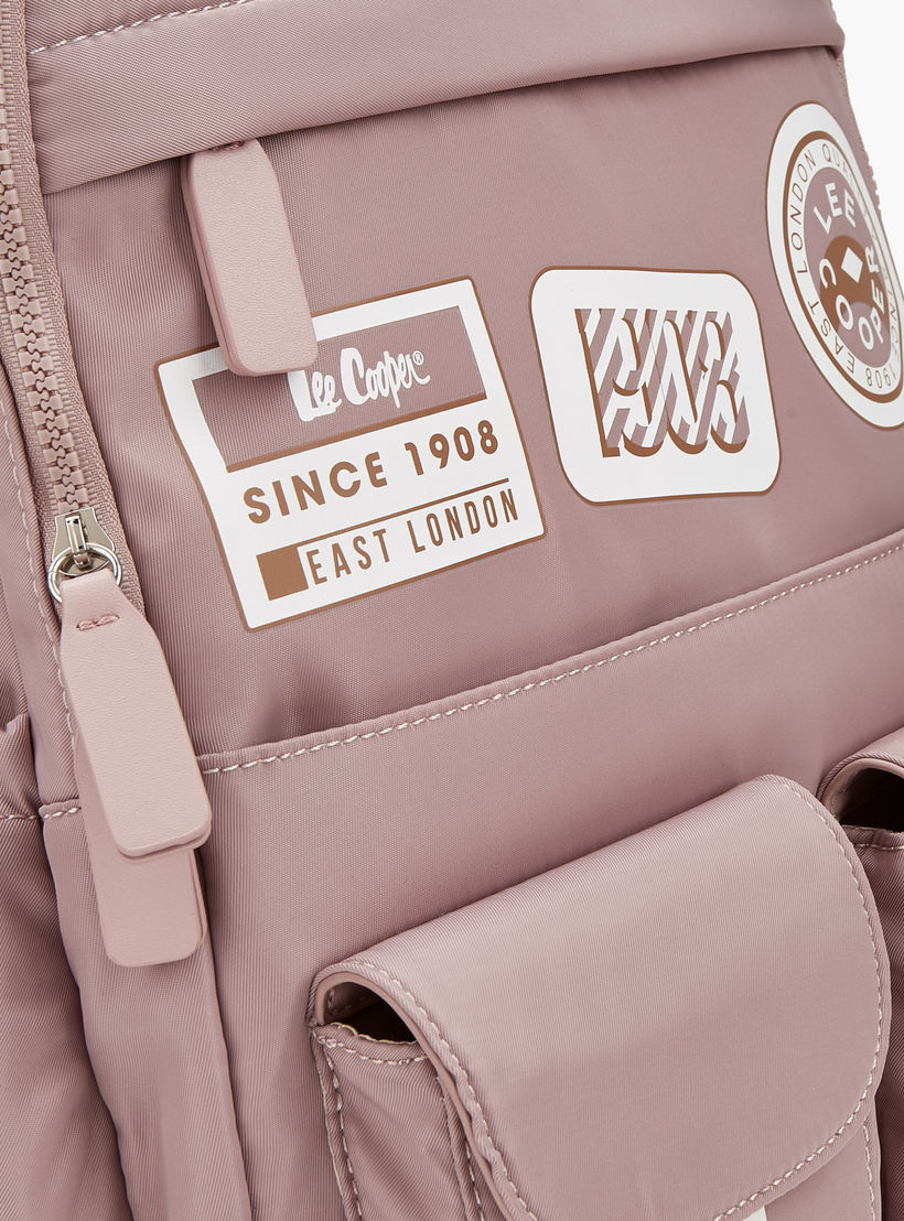 Lee Cooper Logo Print Backpack with Padded Shoulder Straps-women-bagsandwallets-backpacks-image-4