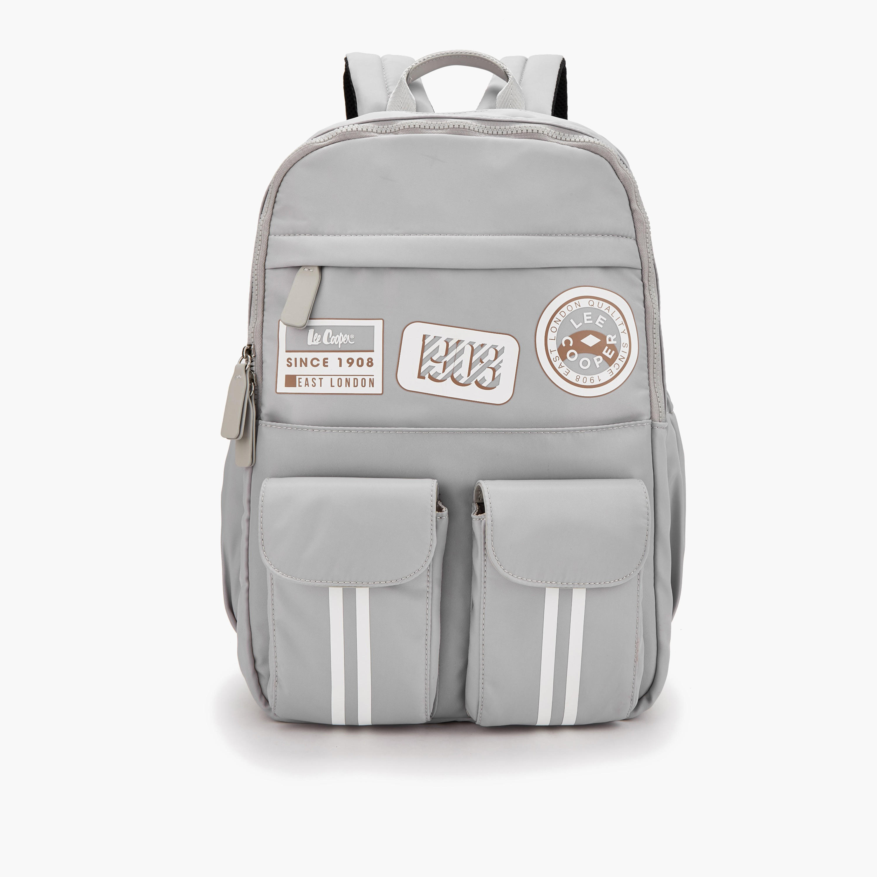 Lee Cooper Logo Print Backpack with Padded Shoulder Straps-women-bagsandwallets-backpacks-image-1