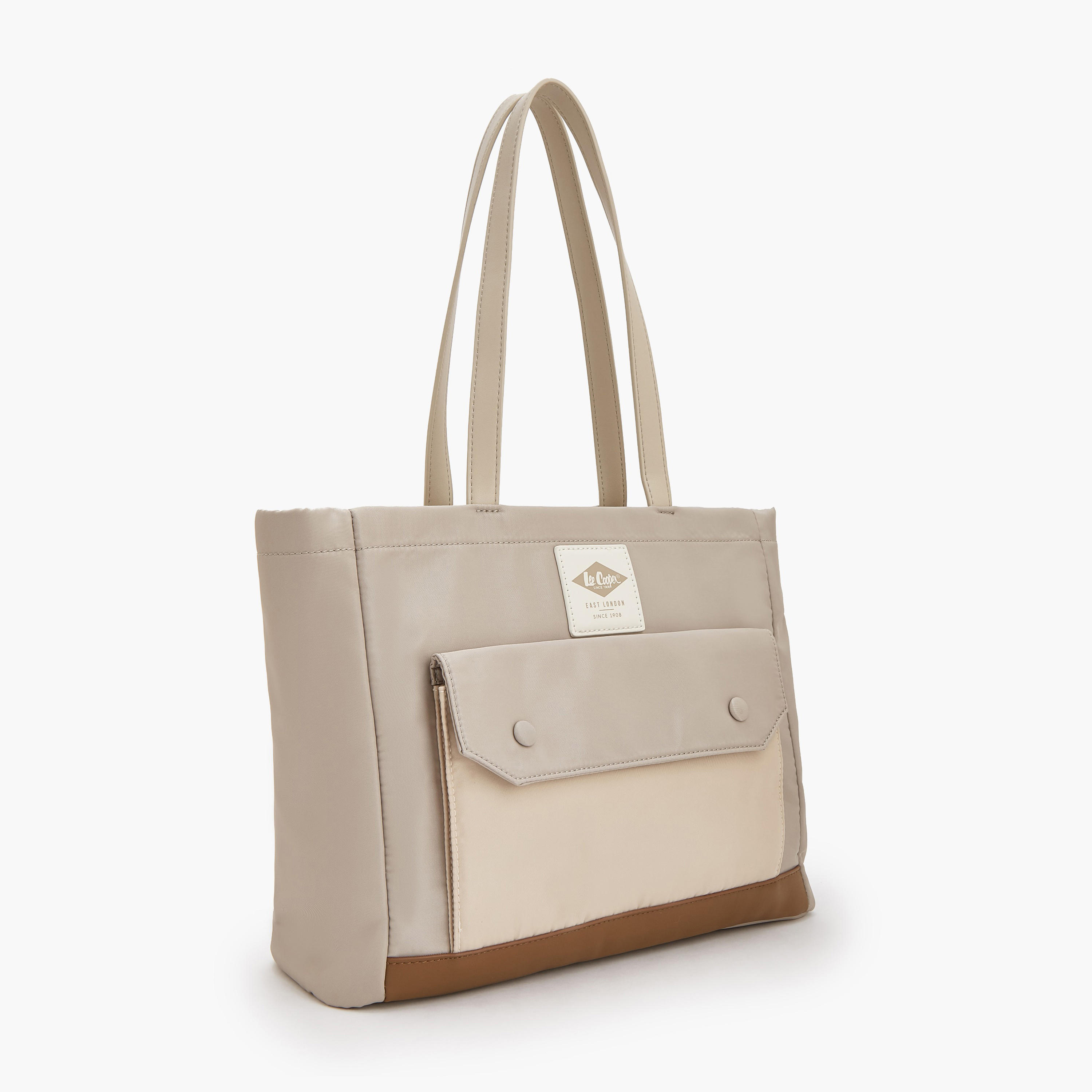 Lee Cooper Solid Tote Bag with Zip Closure-women-bagsandwallets-handbags-image-3