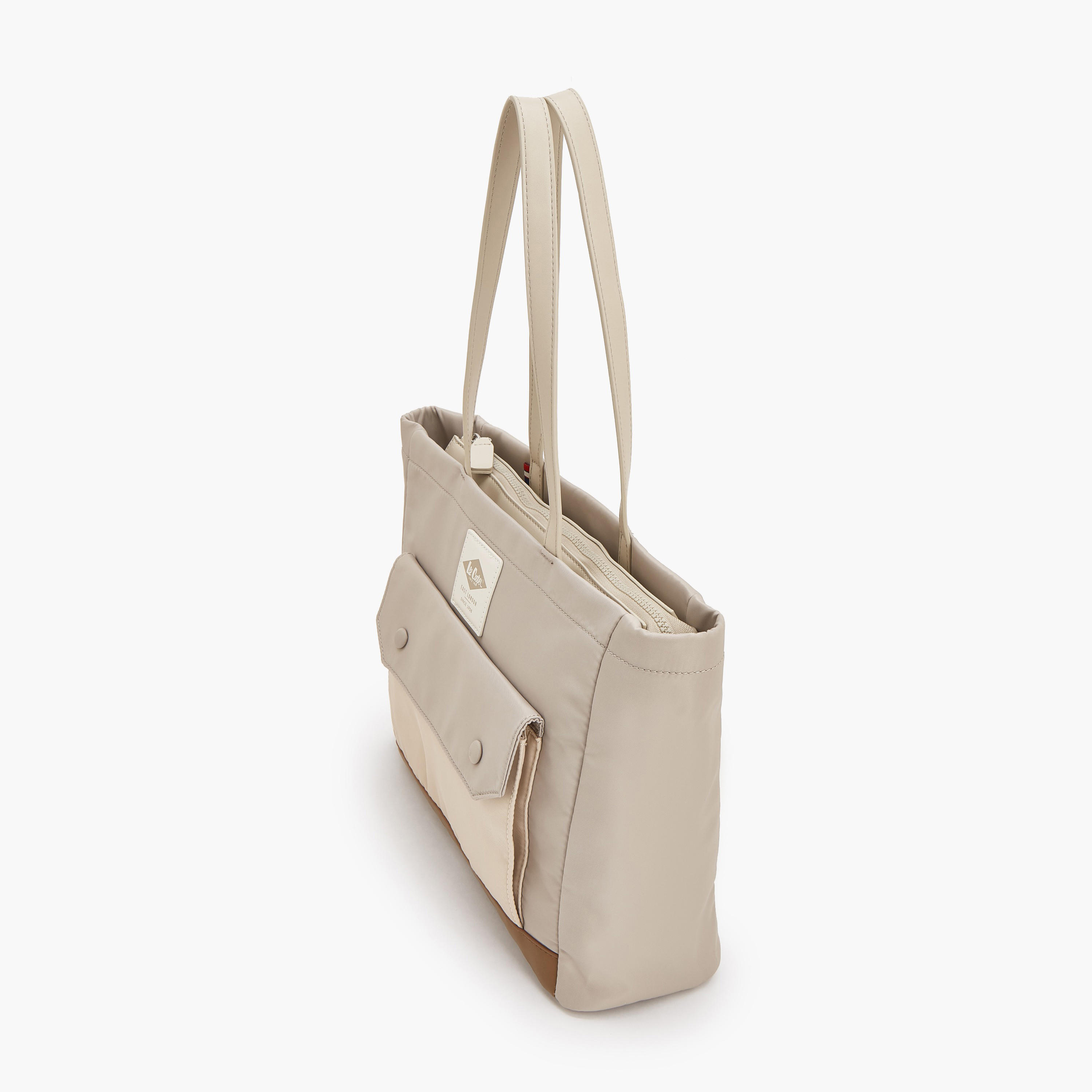 Lee Cooper Solid Tote Bag with Zip Closure-women-bagsandwallets-handbags-image-5