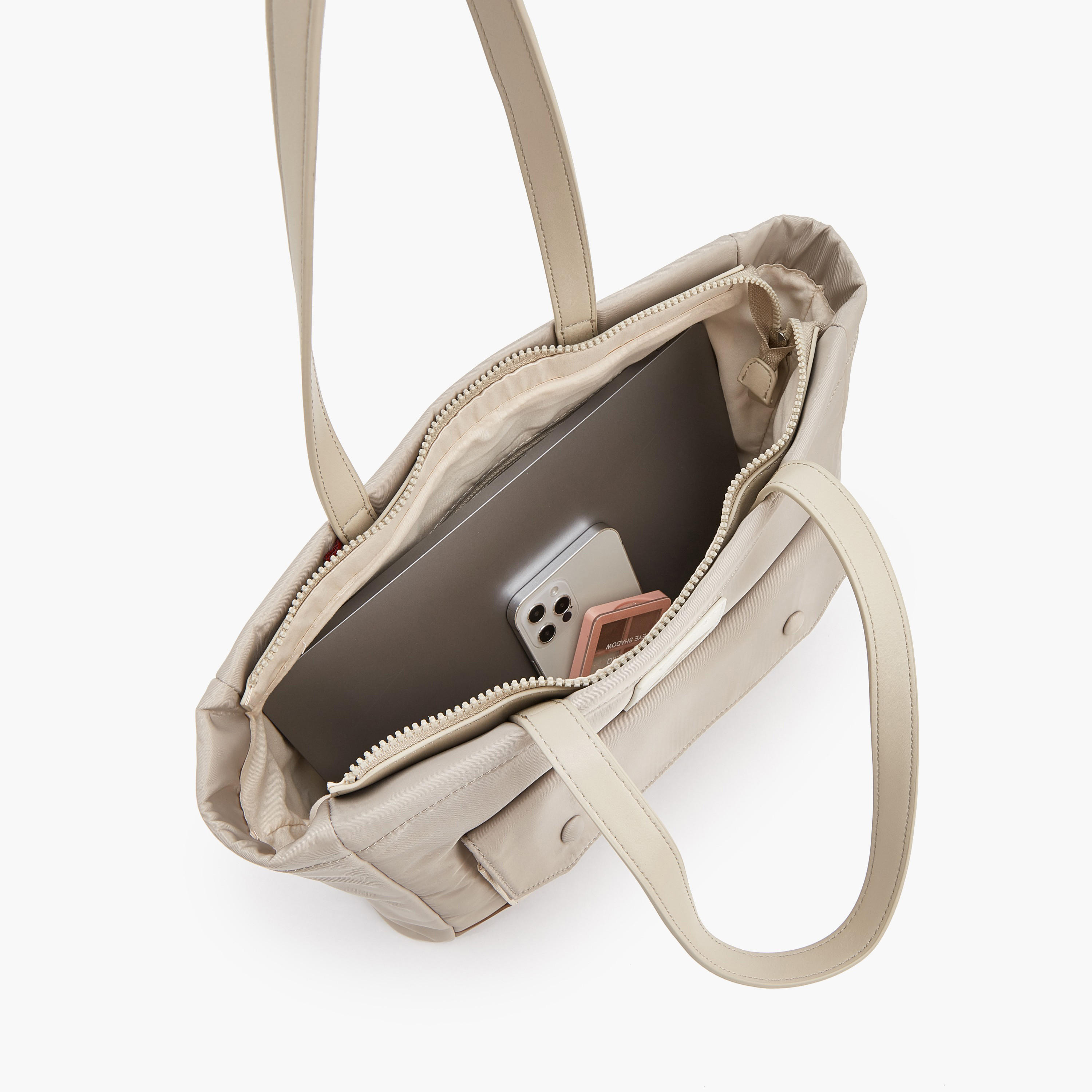 Lee Cooper Solid Tote Bag with Zip Closure-women-bagsandwallets-handbags-image-7