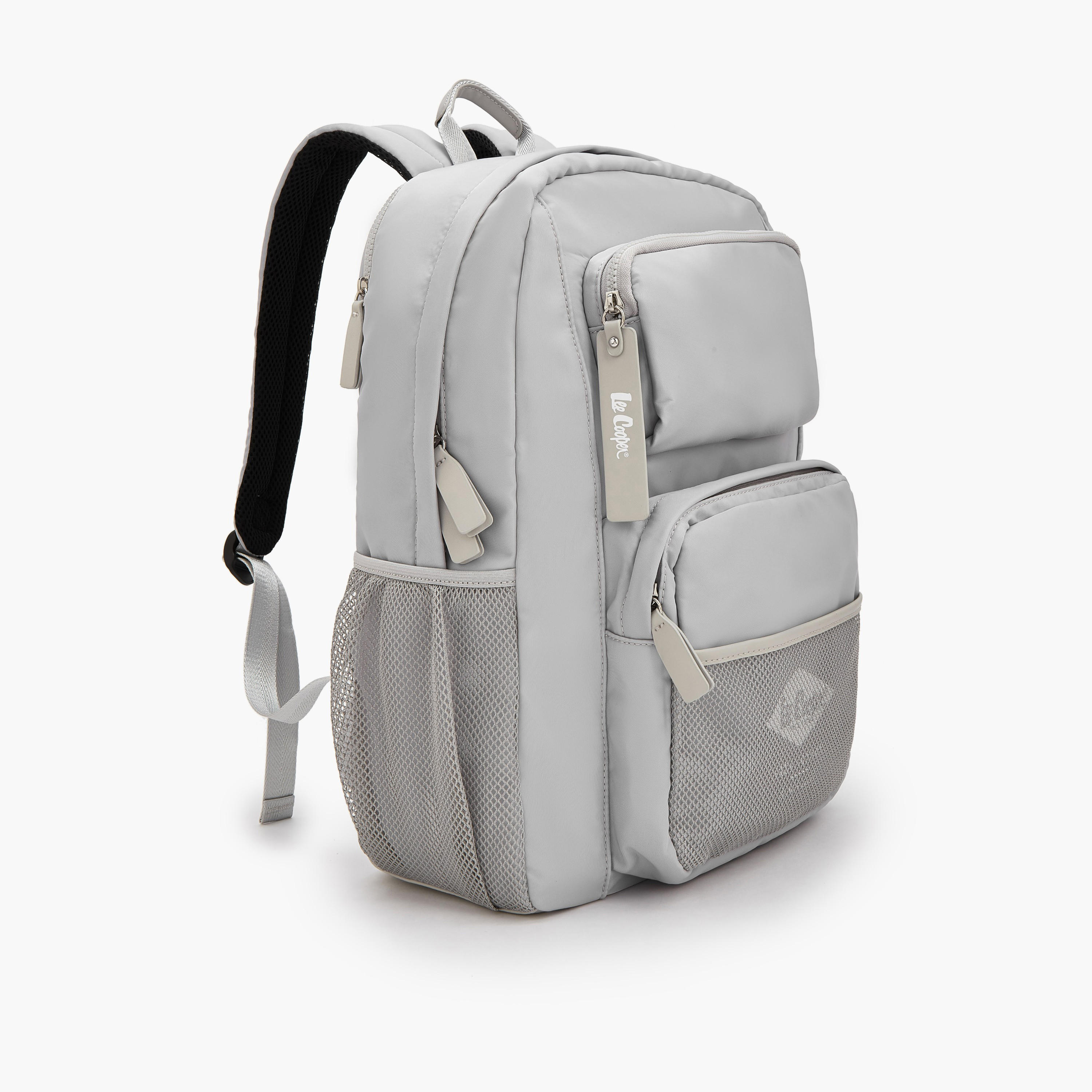 Lee Cooper Logo Print Backpack with Mesh Pocket-women-bagsandwallets-backpacks-image-2
