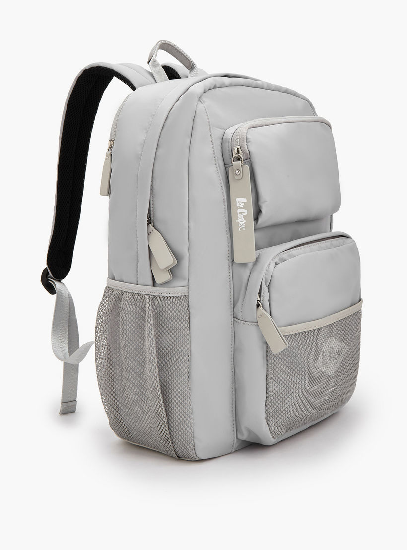 Lee Cooper Logo Print Backpack with Mesh Pocket-women-bagsandwallets-backpacks-image-2