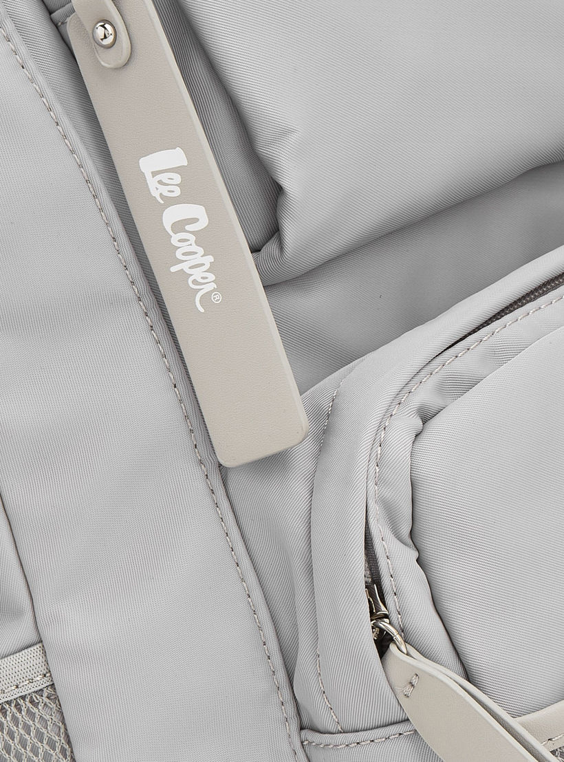 Lee Cooper Logo Print Backpack with Mesh Pocket-women-bagsandwallets-backpacks-image-4