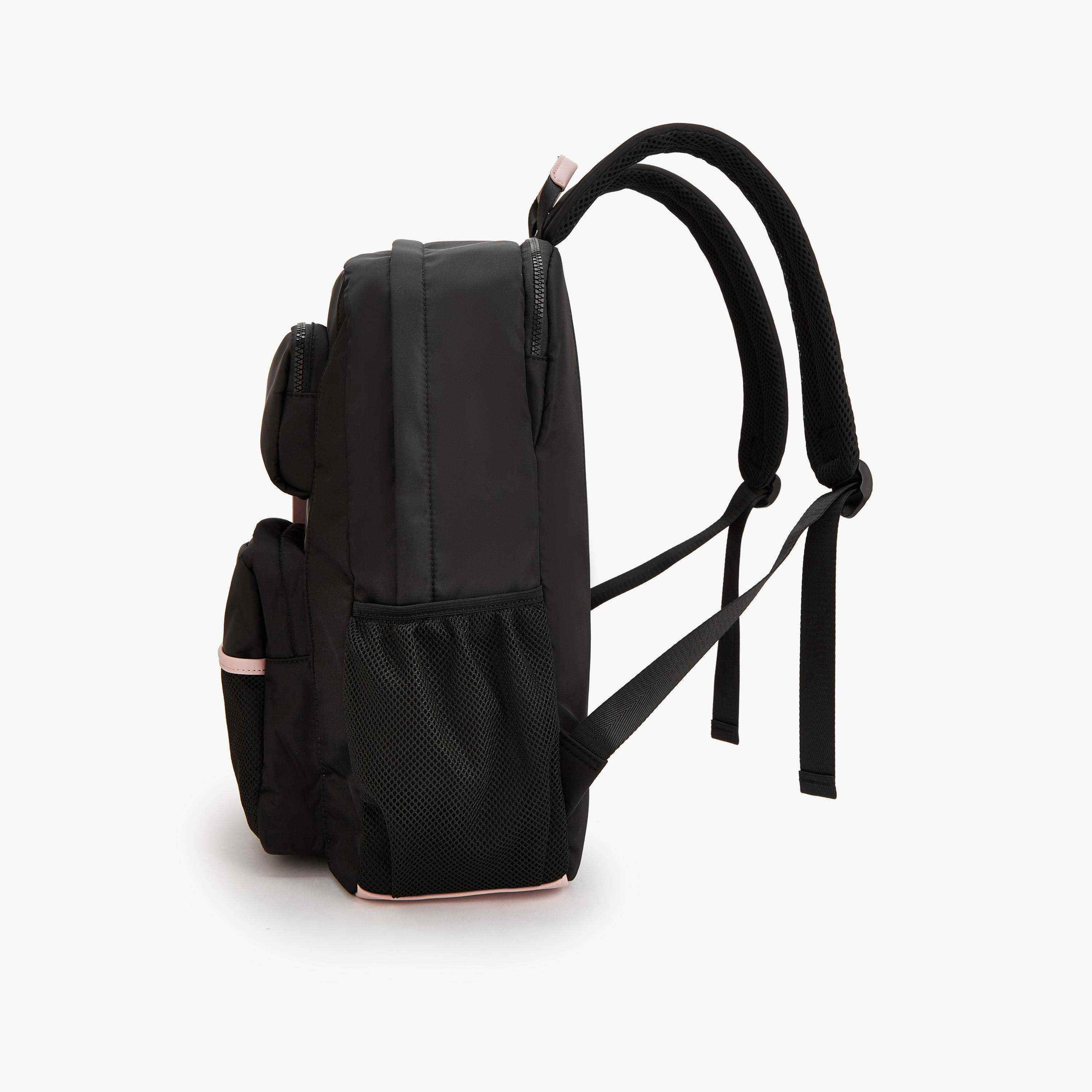 Lee Cooper Logo Print Backpack with Mesh Pocket-women-bagsandwallets-backpacks-image-3