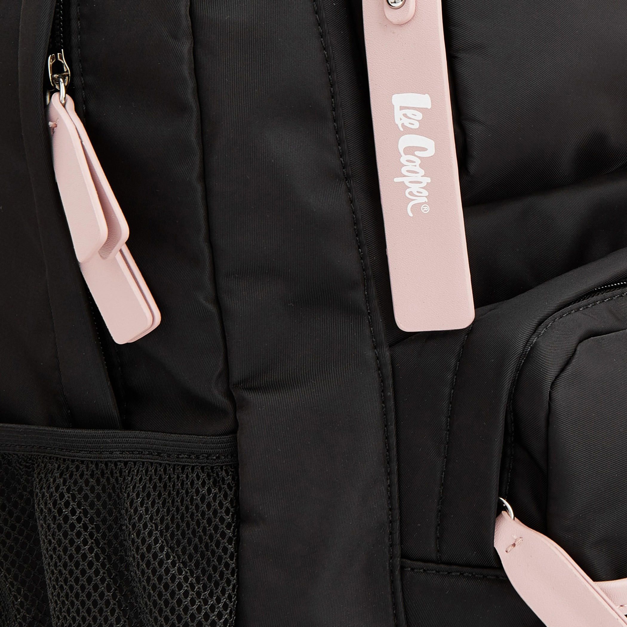 Lee Cooper Logo Print Backpack with Mesh Pocket-women-bagsandwallets-backpacks-image-4